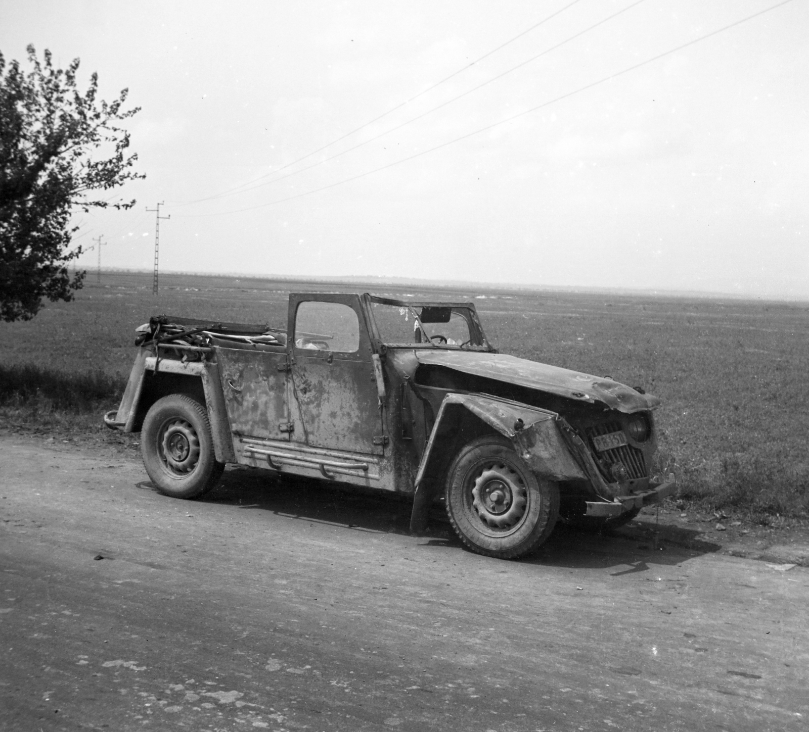 1956, Bolvári László, automobile, wreck, Fortepan #256997