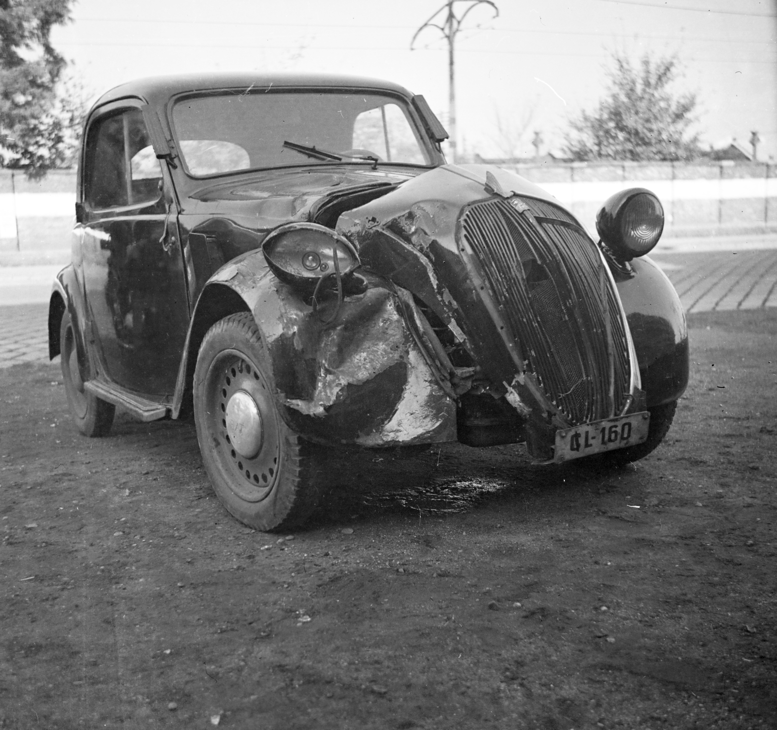 1956, Bolvári László, number plate, wreck, photo aspect ratio: square, Fortepan #257003