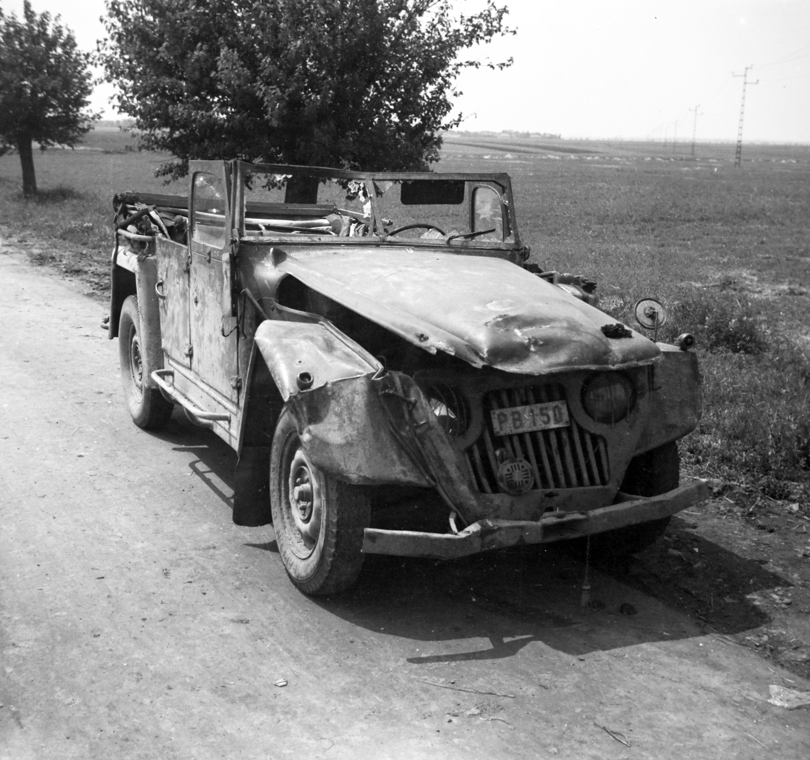 1956, Bolvári László, rendszám, járműroncs, Skoda 1101 VO/P Colonial, Fortepan #257004