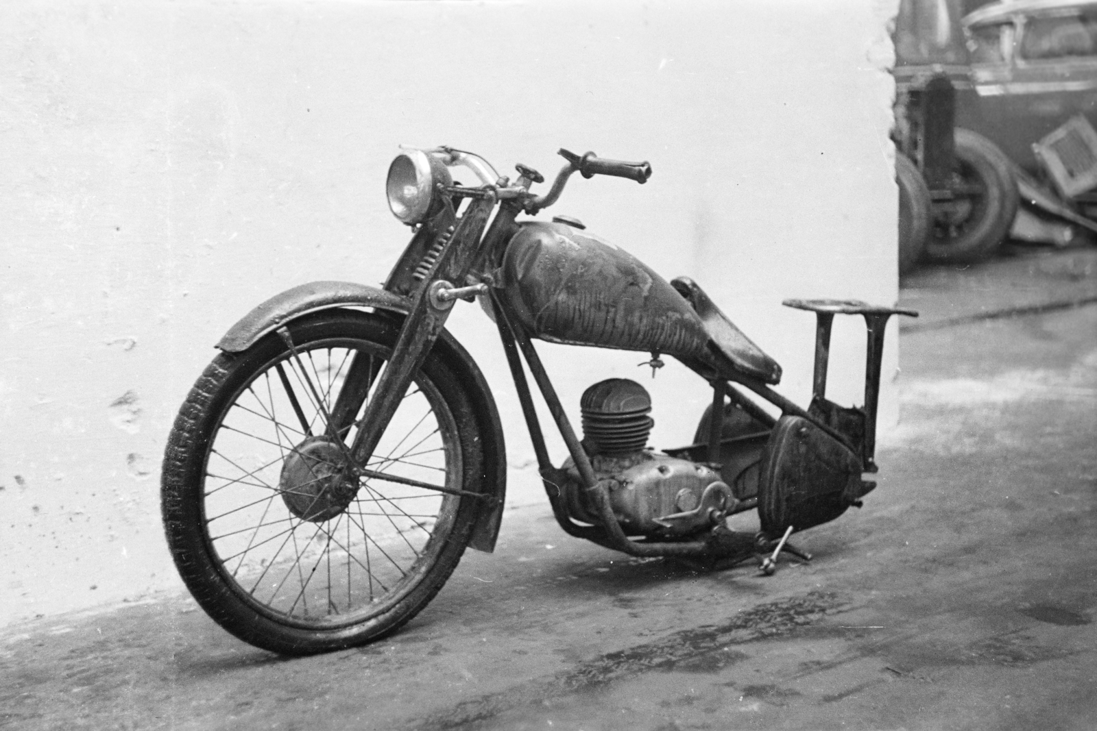 1954, Bolvári László, wreck, motorcycle, assembly, Fortepan #257089