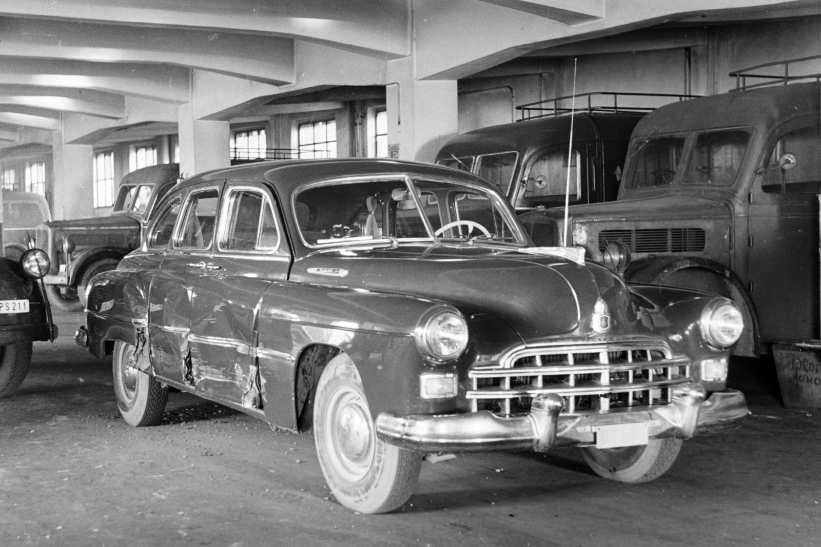 1954, Bolvári László, postal vehicle, wreck, Fortepan #257134