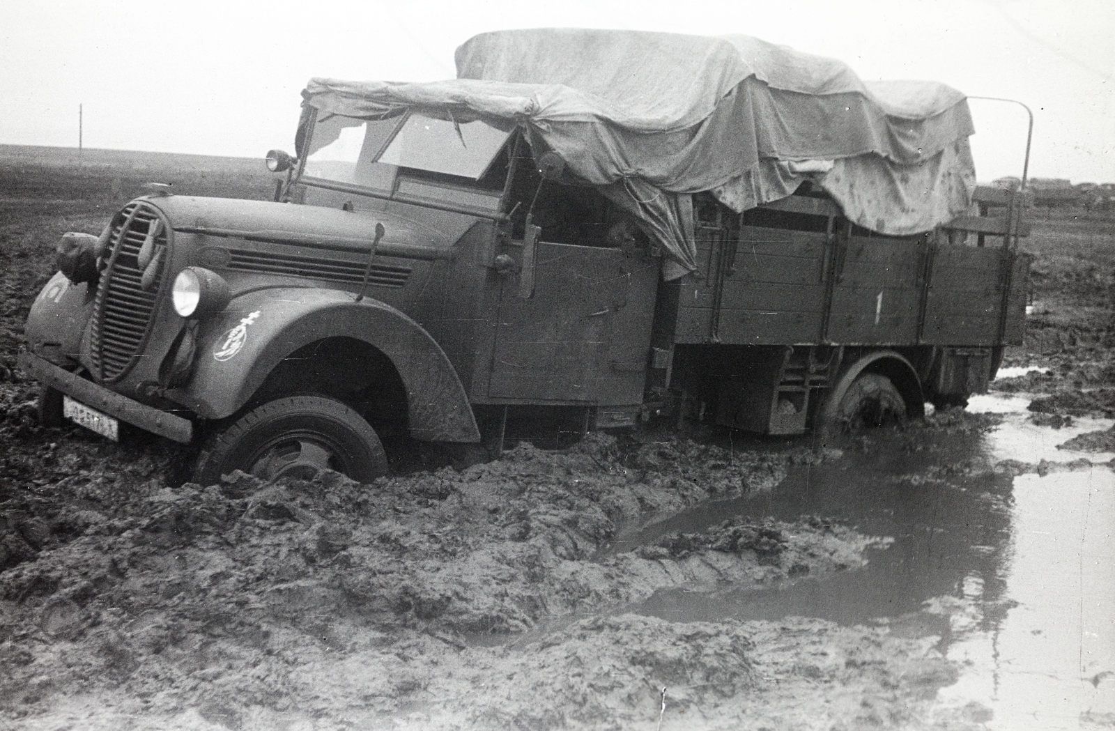 1942, Mohai család, mud, tilt, commercial vehicle, being stuck, Fortepan #257284