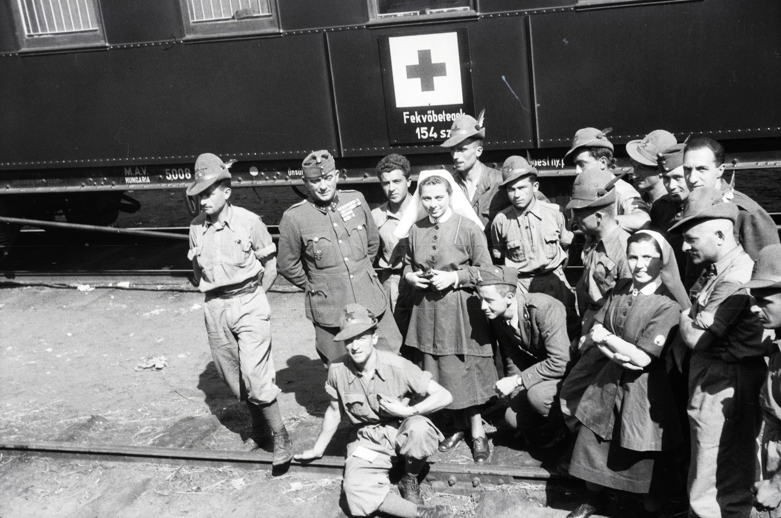 1942, Reményi József, hospital-train, Italian soldier, Fortepan #257721