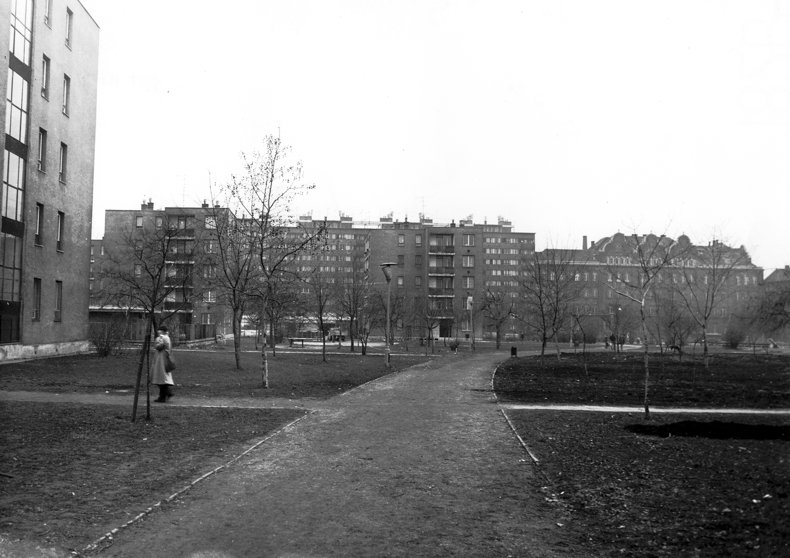 Hungary, Budapest IX., Vágóhíd utcai lakótelep házai, háttérben a Mester utcai házsor., 1981, Ferencvárosi Helytörténeti Gyűjtemény, blocks, Budapest, Fortepan #25778