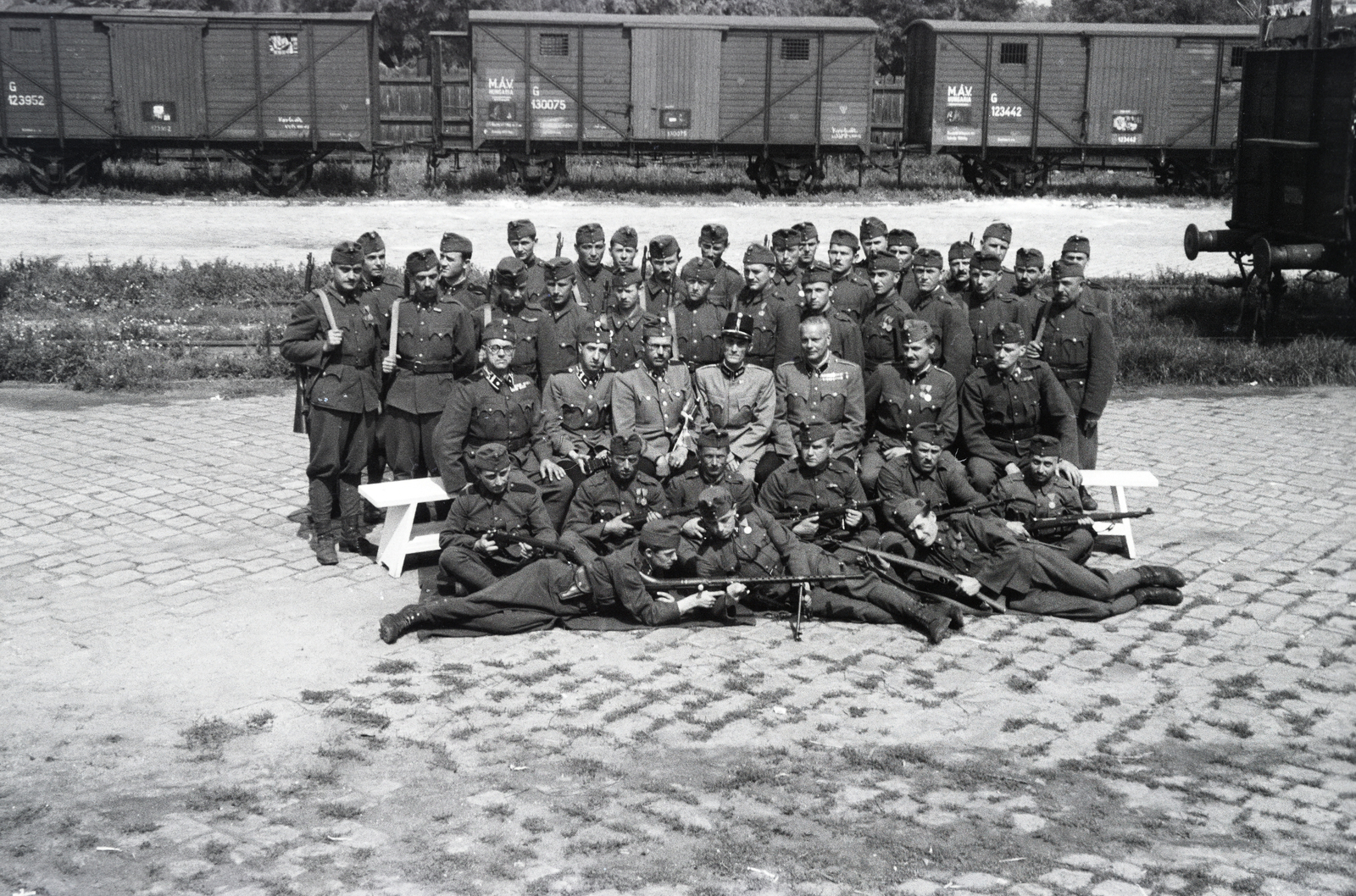1942, Reményi József, csoportkép, gépfegyver, tiszt, német katona, Fortepan #257816