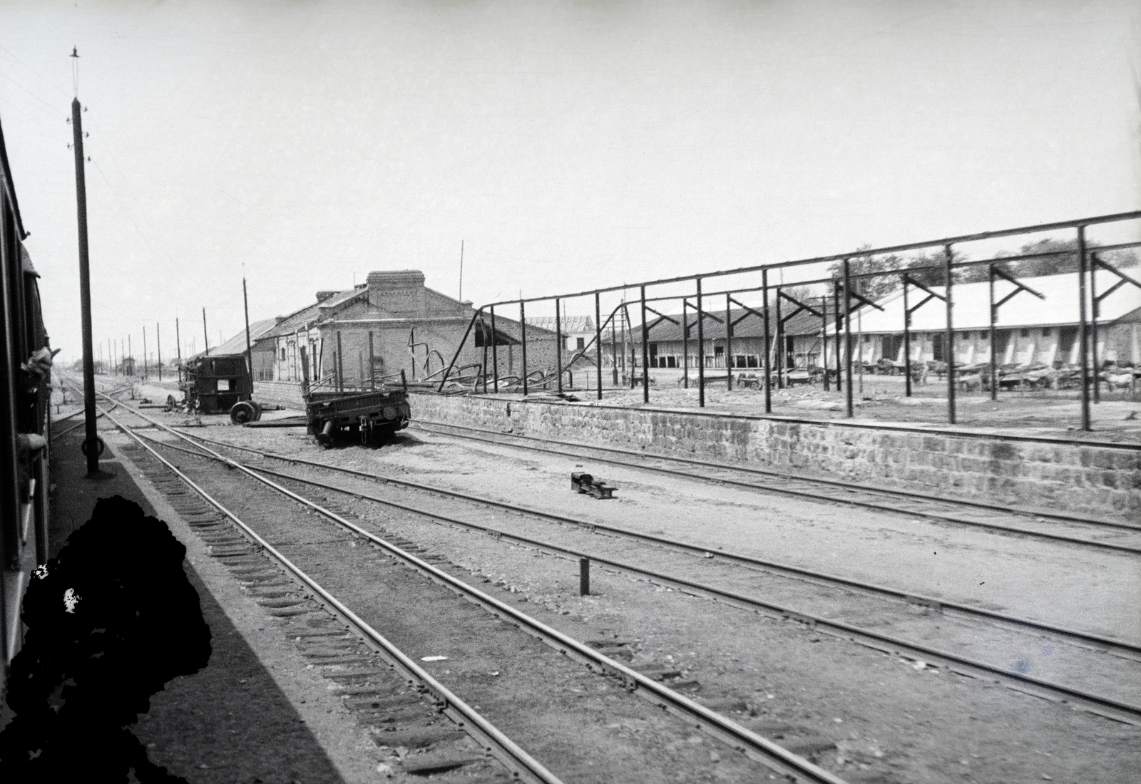 1942, Reményi József, vasútállomás, sérült kép, Fortepan #257941