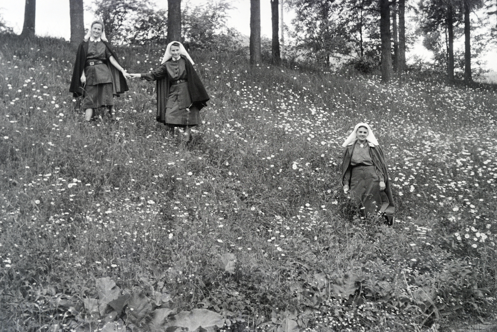 1942, Reményi József, ápolónő, pihenés, rét, Fortepan #258258