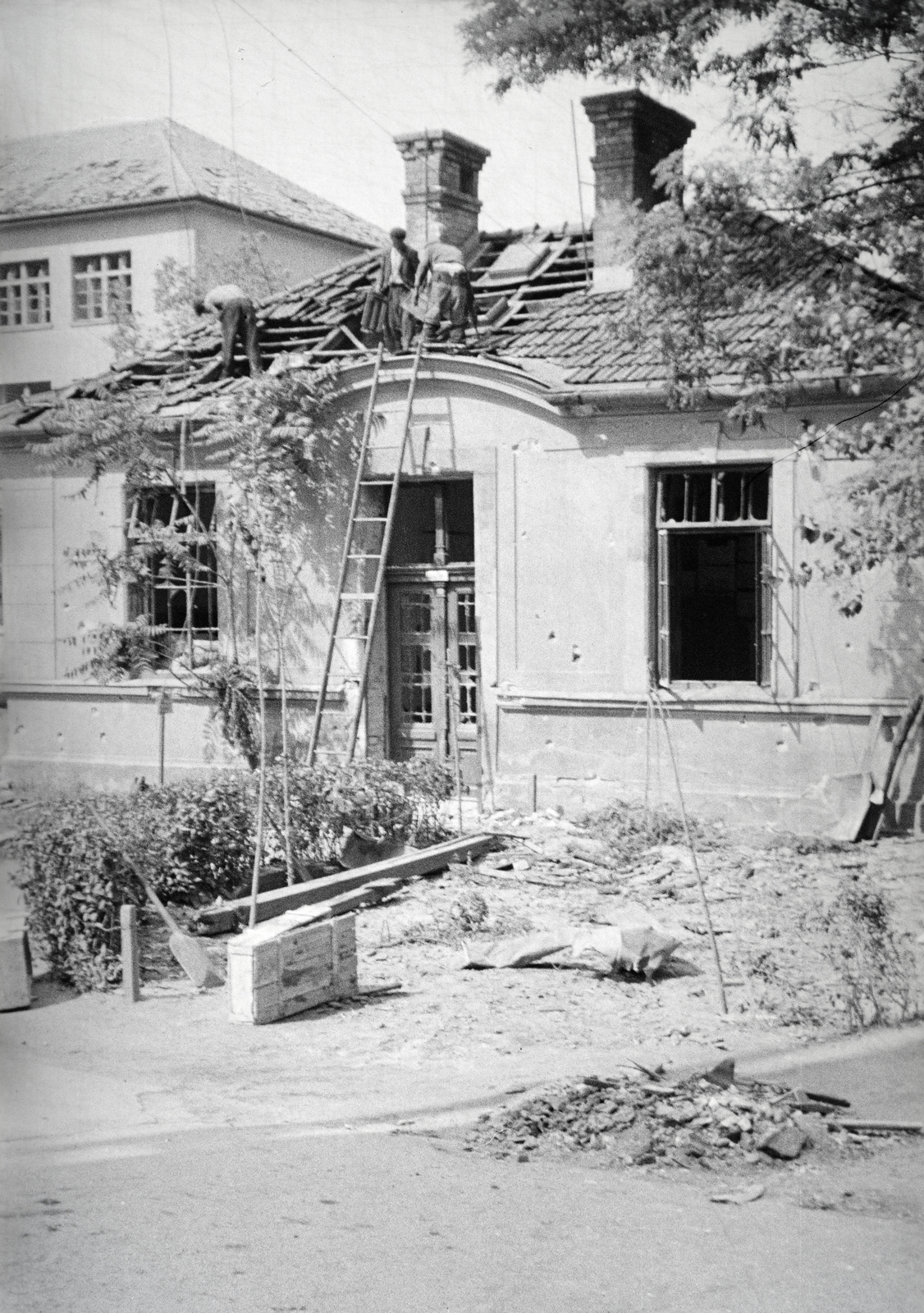 1941, Reményi József, war damage, damaged building, construction, Fortepan #258268