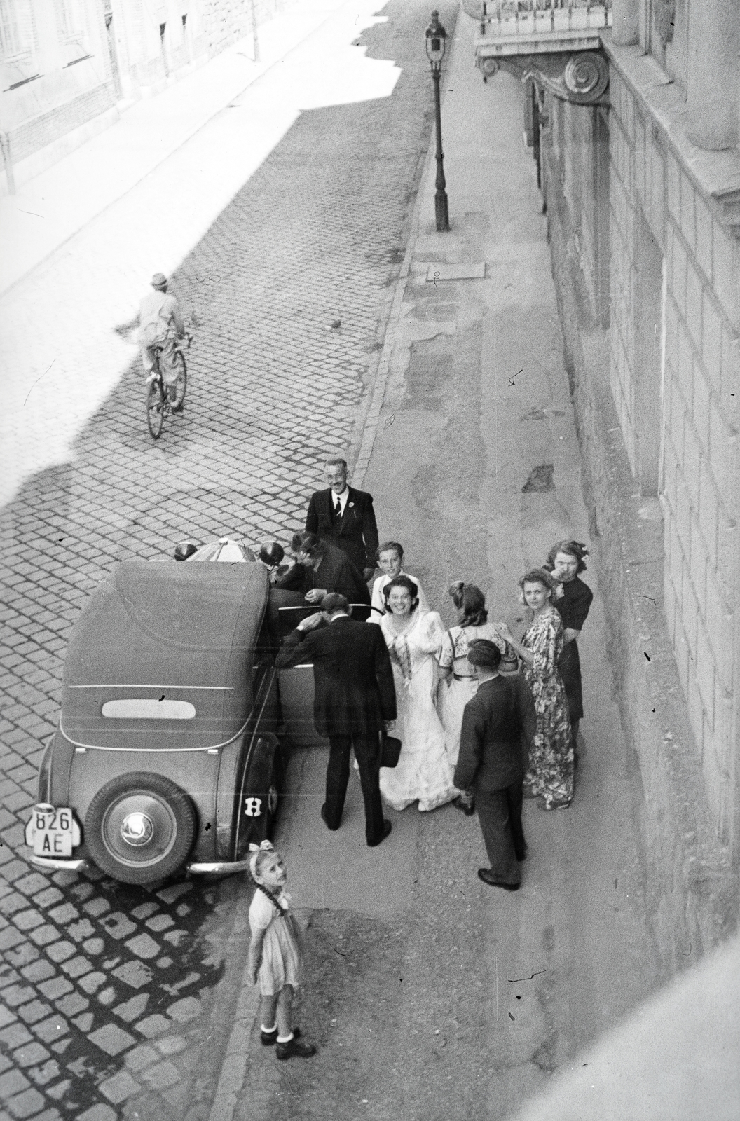 1942, Reményi József, spare wheel, plan view, automobile, number plate, Fortepan #258319