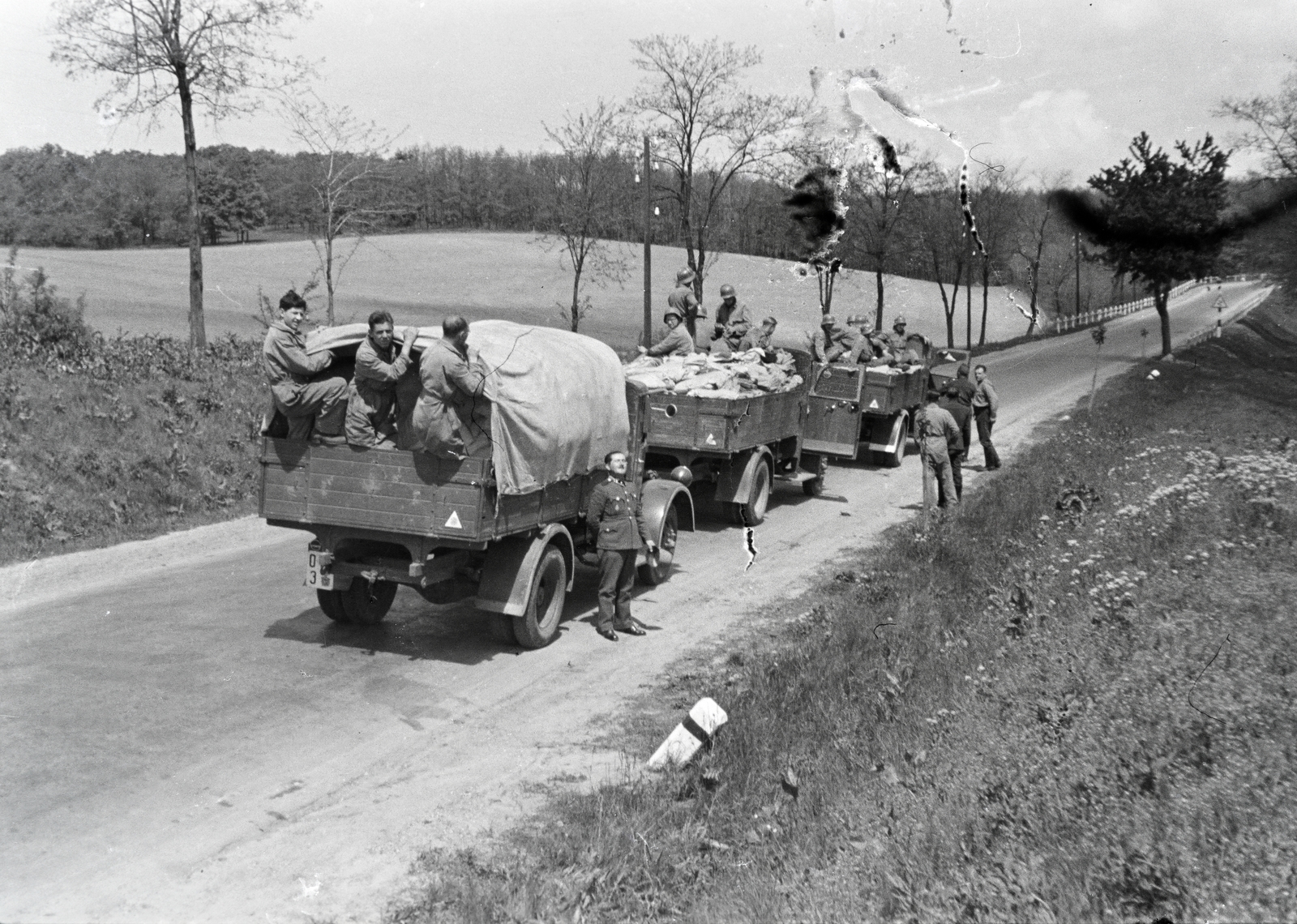 1943, Reményi József, commercial vehicle, German soldier, tilt, damaged photo, Fortepan #258340