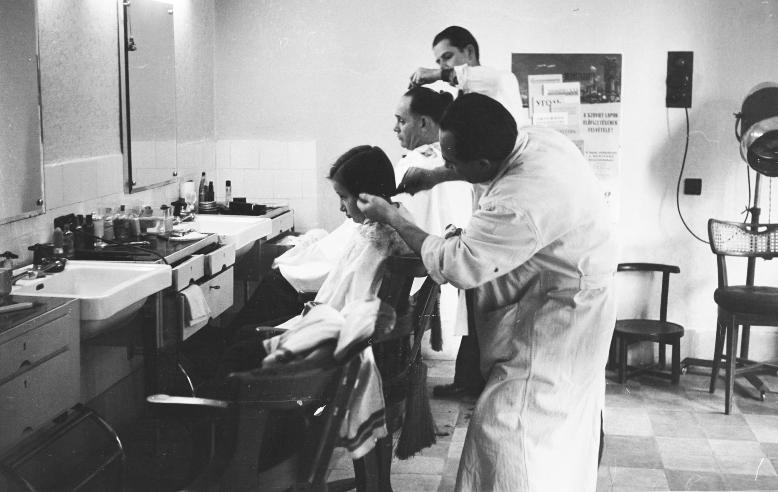1960, Reményi József, man, hairdresser, hairdresser, kid, Fortepan #258758