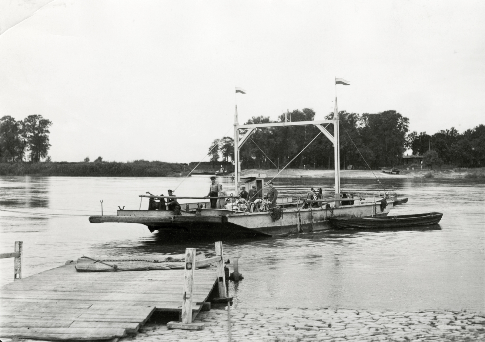 Poland, komp a Visztula folyón.., 1934, UWM Libraries, ferry, boat, Fortepan #260091