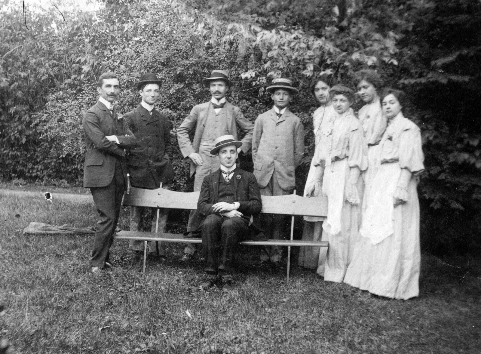 1909, Fortepan, kalap, park, csoportkép, Fortepan #26042