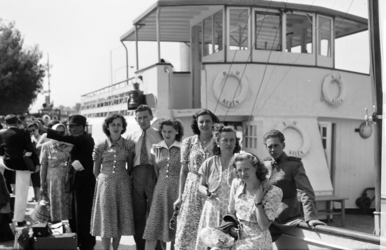 Hungary,Lake Balaton, Siófok, kikötő., 1954, Faragó György, Kelén ship, companionship, Fortepan #260860