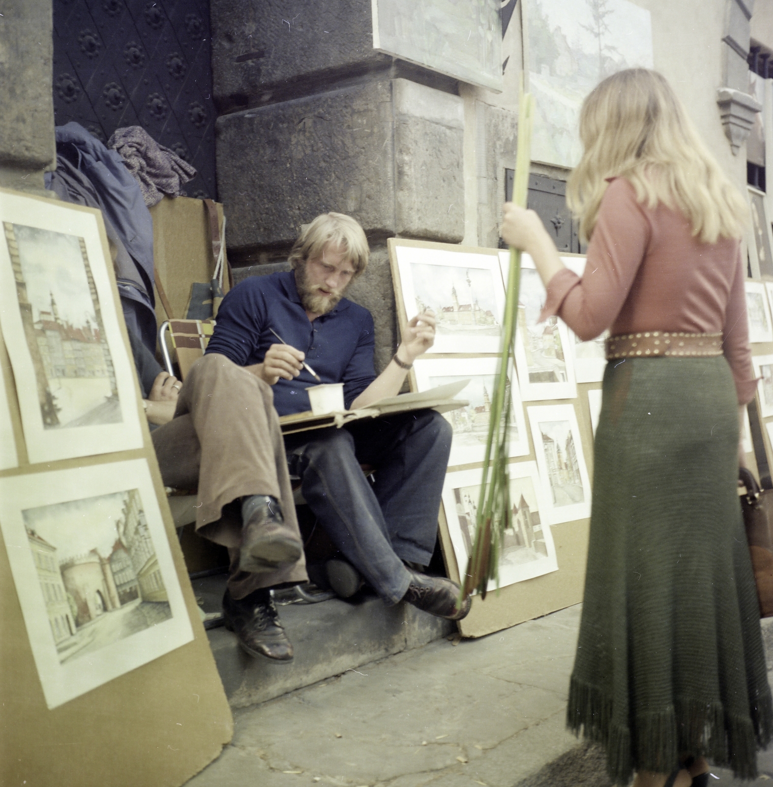 Lengyelország, Varsó, Óvárosi piactér (Rynek Starego Miasta) 40., 1979, Faragó György, festés, művész, vízfesték, színes, Fortepan #260875
