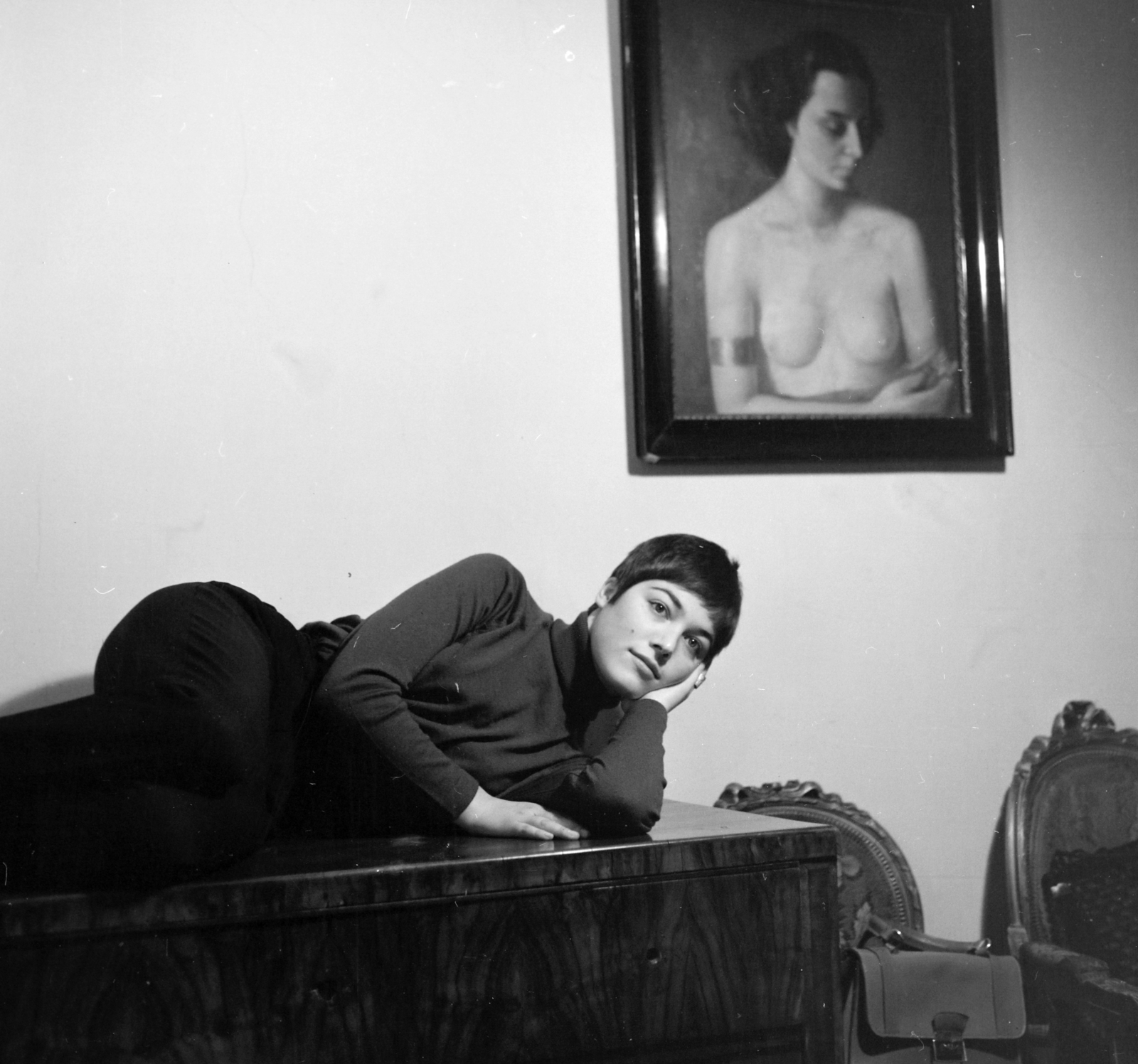 1965, Faragó György, interior, nude picture, relaxation, Fortepan #260880