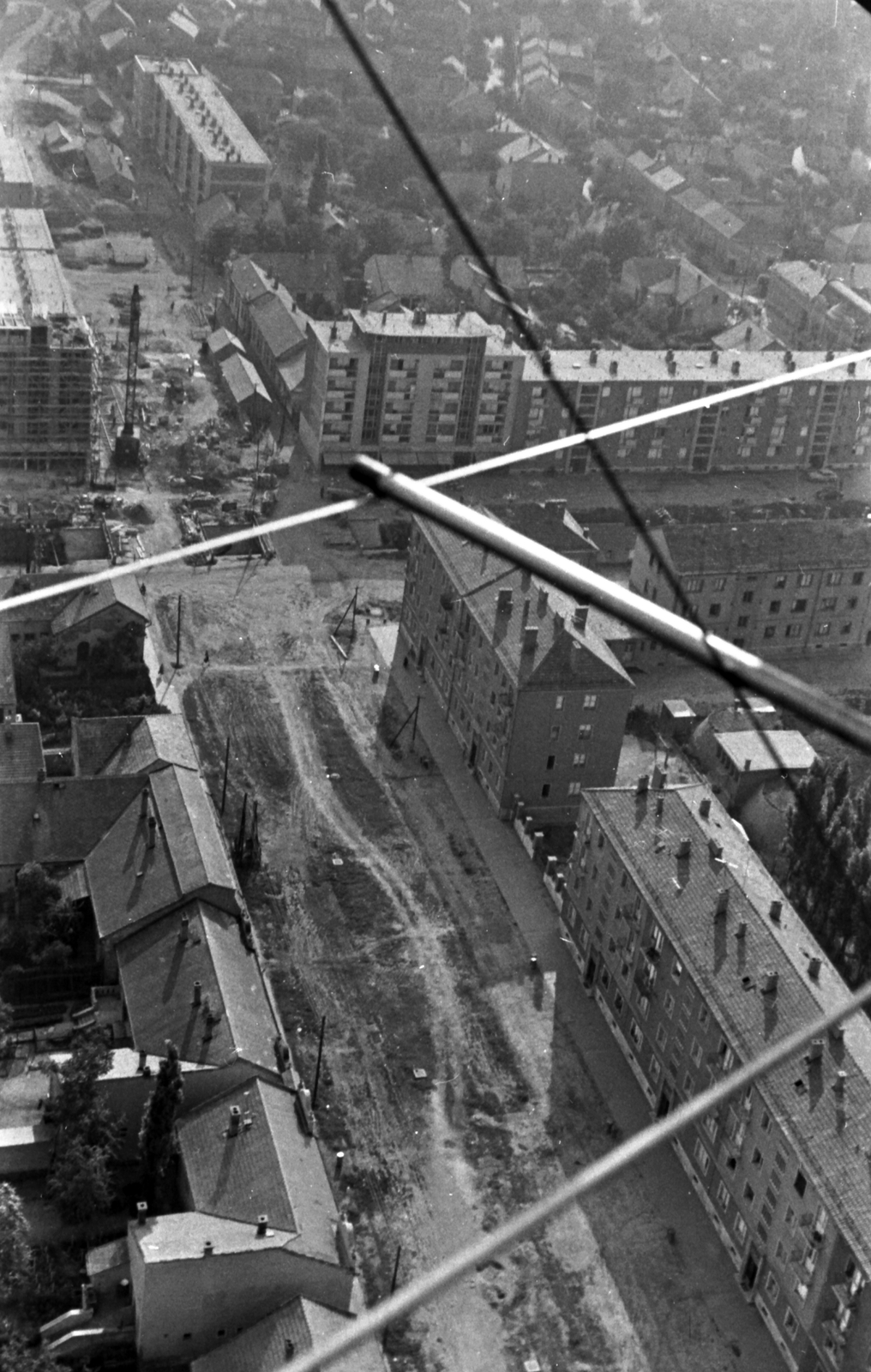 Hungary, Nyíregyháza, légifotó. Arany János utca - Toldi utca kereszteződése (kelet felé, az állomásnak háttal nézve)., 1963, MHSZ, aerial photo, Fortepan #26144