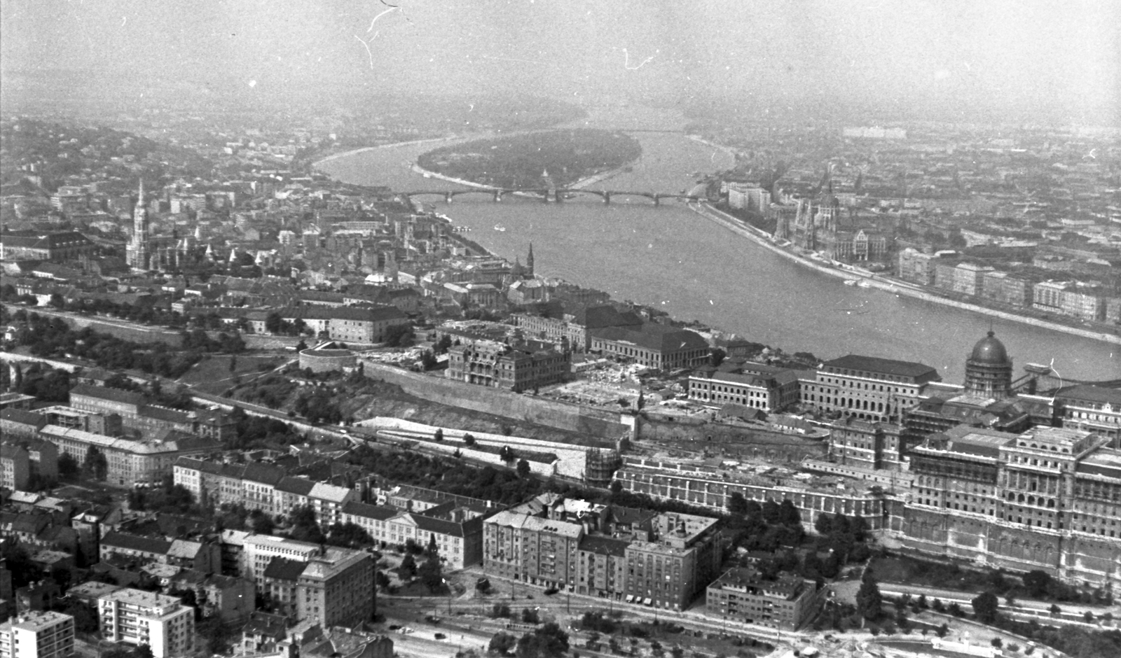 Hungary, Budapest I., légifotó a budai Várról., 1963, MHSZ, aerial photo, Budapest, Fortepan #26152