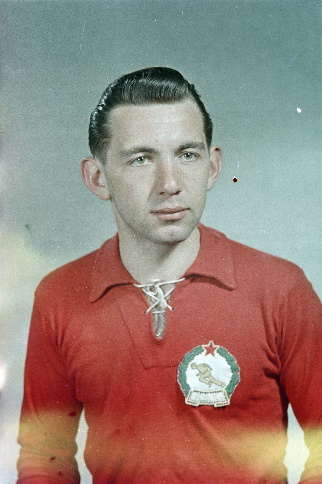 1954, Faragó György, Budapesti Honvéd, portrait, colorful, Fortepan #261521