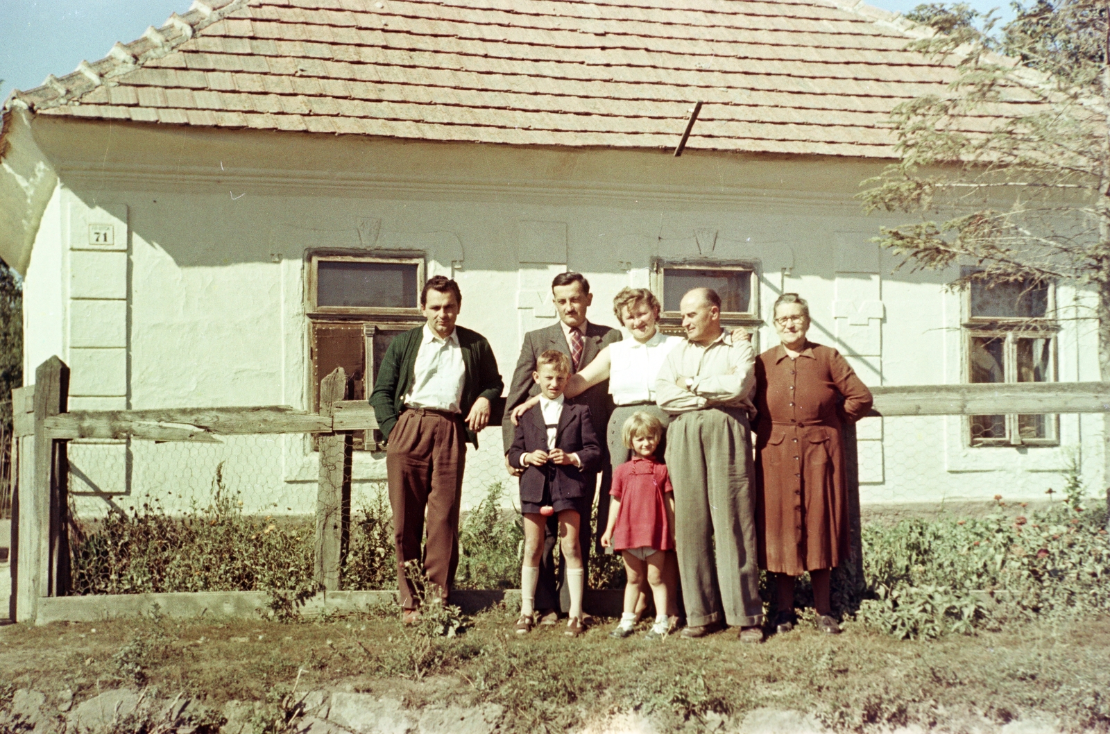 Hungary, Fő utca 71., 1954, Faragó György, colorful, generations, family, Fortepan #261544