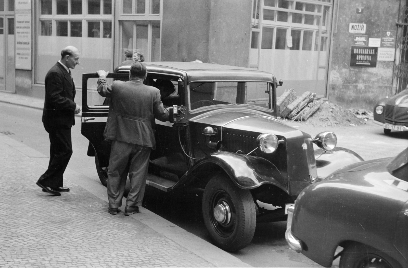 1956, Faragó György, Tatra 54, taxicab, Czechoslovakia, Fortepan #261592