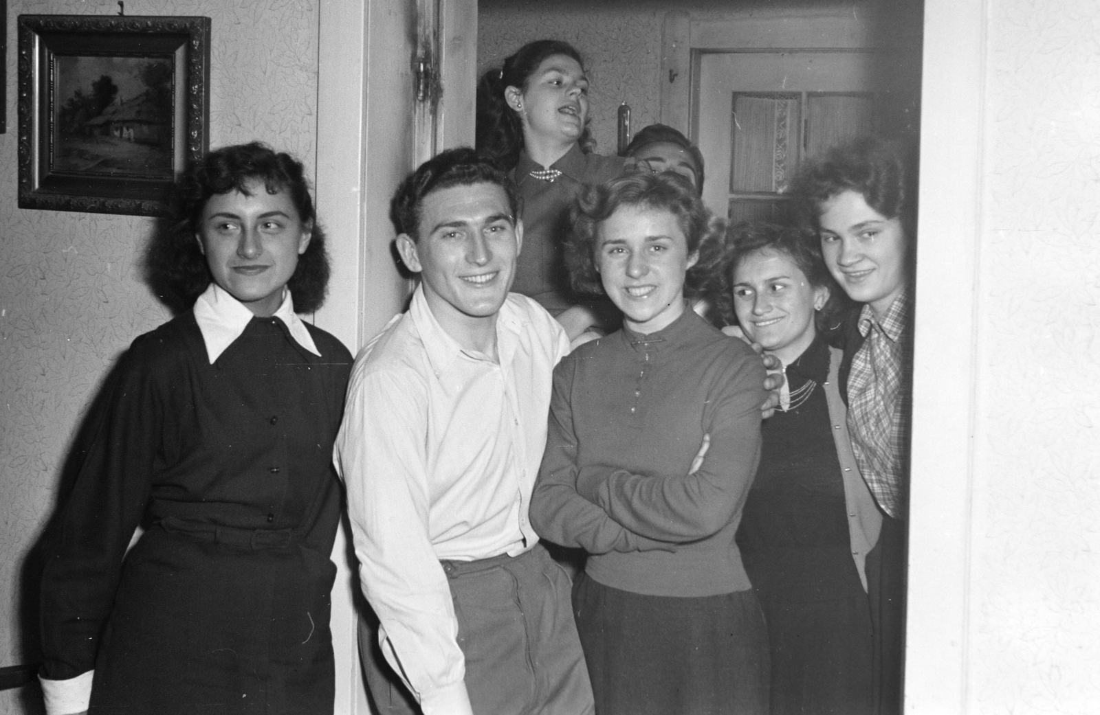 1955, Faragó György, vidámság, fiatalság, társaság, Fortepan #261681