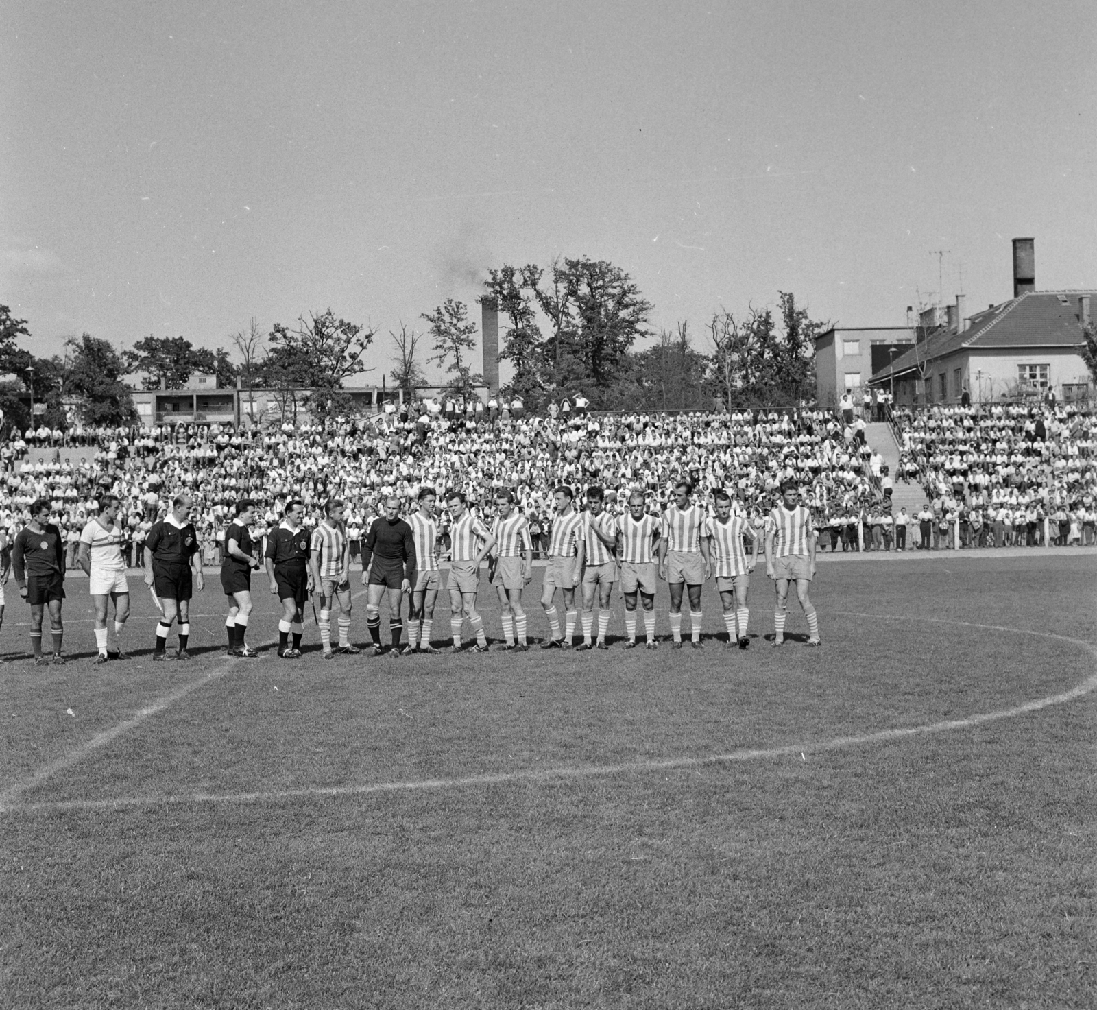 1965, Faragó György, soccer team, soccer field, Fortepan #262056