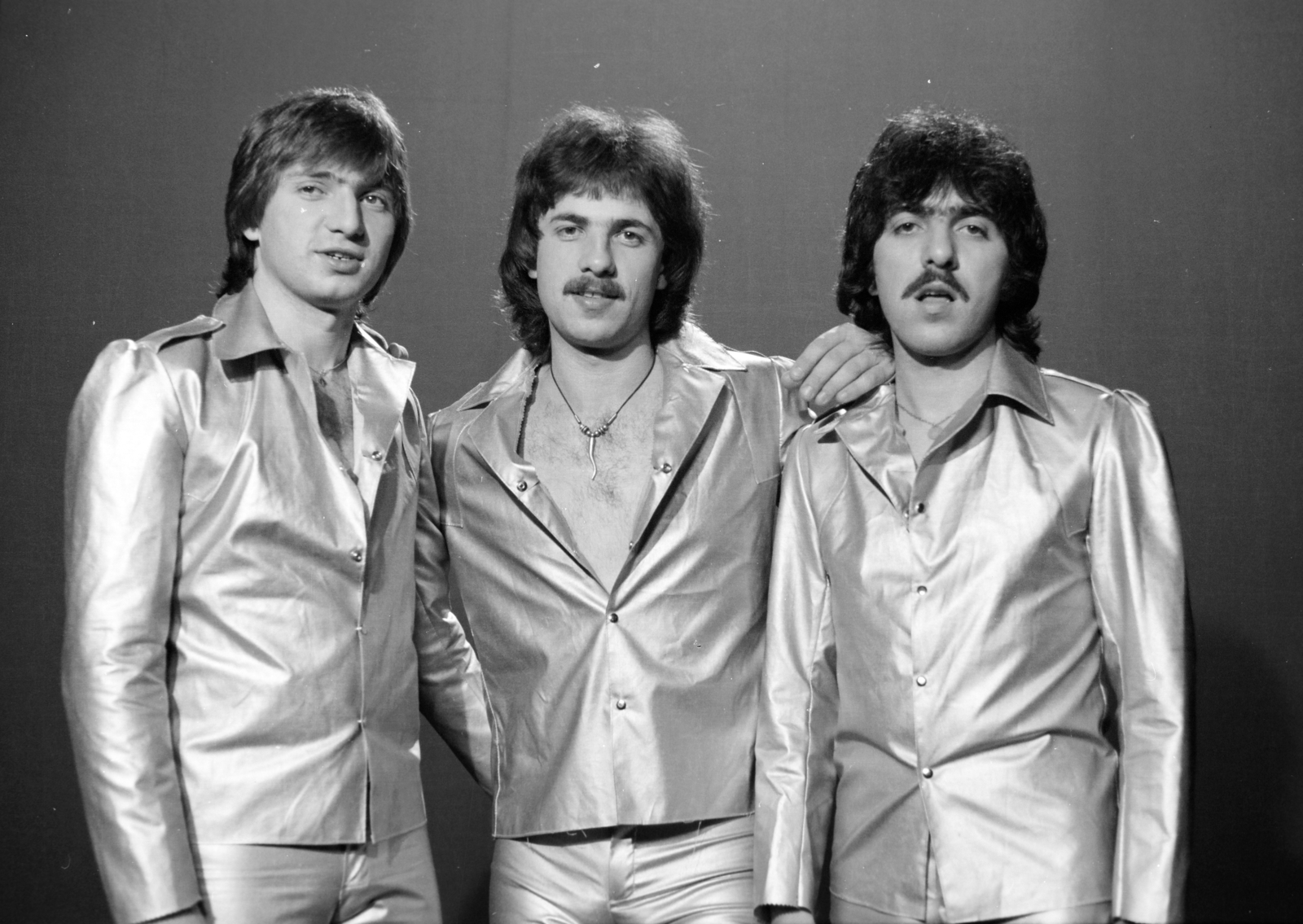 Hungary, Color együttes., 1981, Gyulai Gaál Krisztián, three people, singer, musician, Fortepan #262304