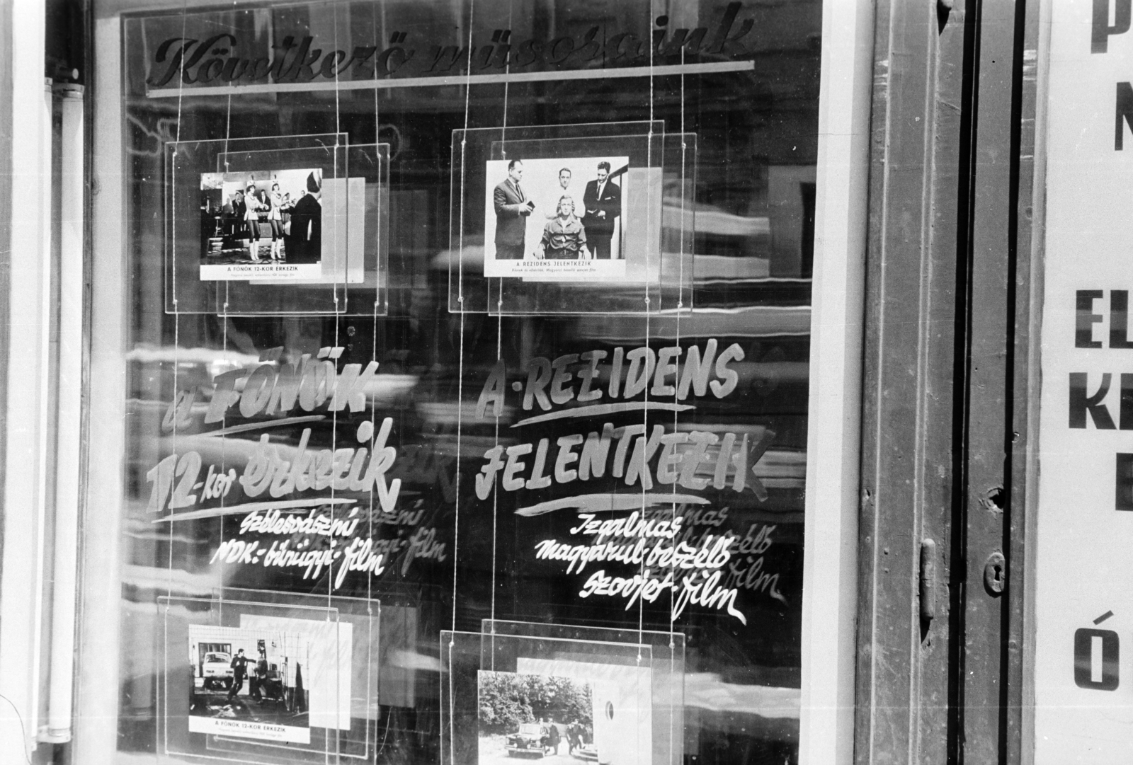 1968, Gyulai Gaál Krisztián, movie theater, Show window, movie schedule, Fortepan #262323