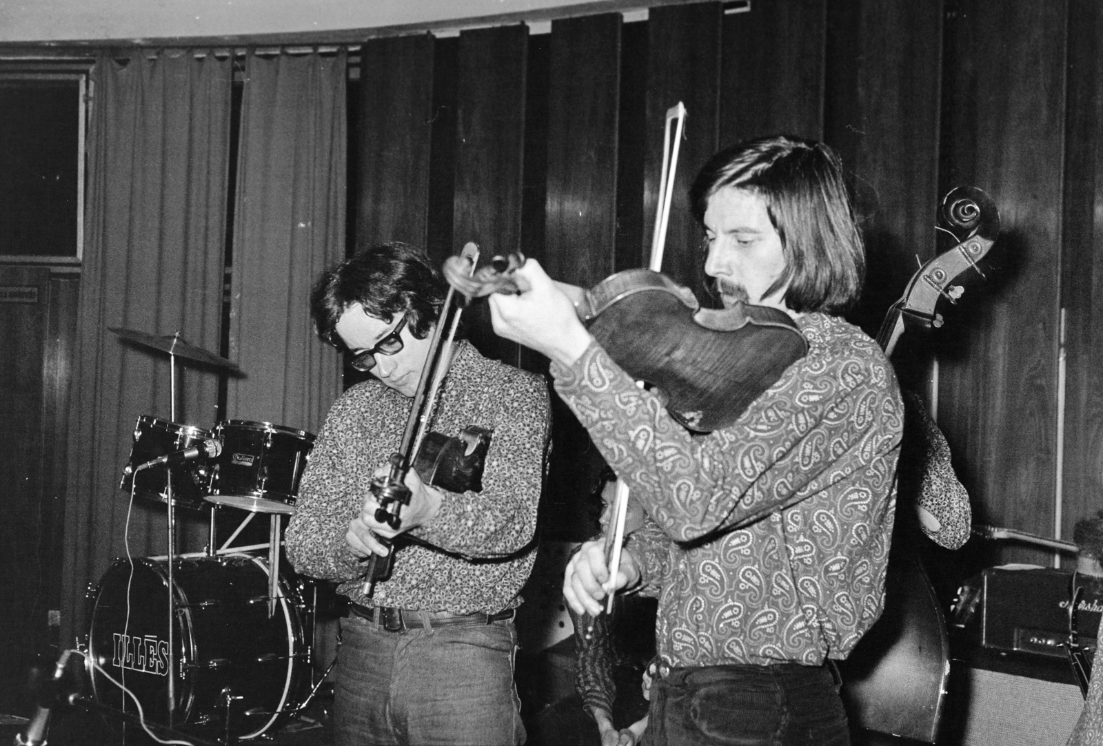 Magyarország, Budapest XI., Fehérvári út 47., Fővárosi Művelődési Ház (FMH), Sebő Ferenc és Halmos Béla, a Sebő együttes tagjai., 1975, Gyulai Gaál Krisztián, Budapest, Fortepan #262489