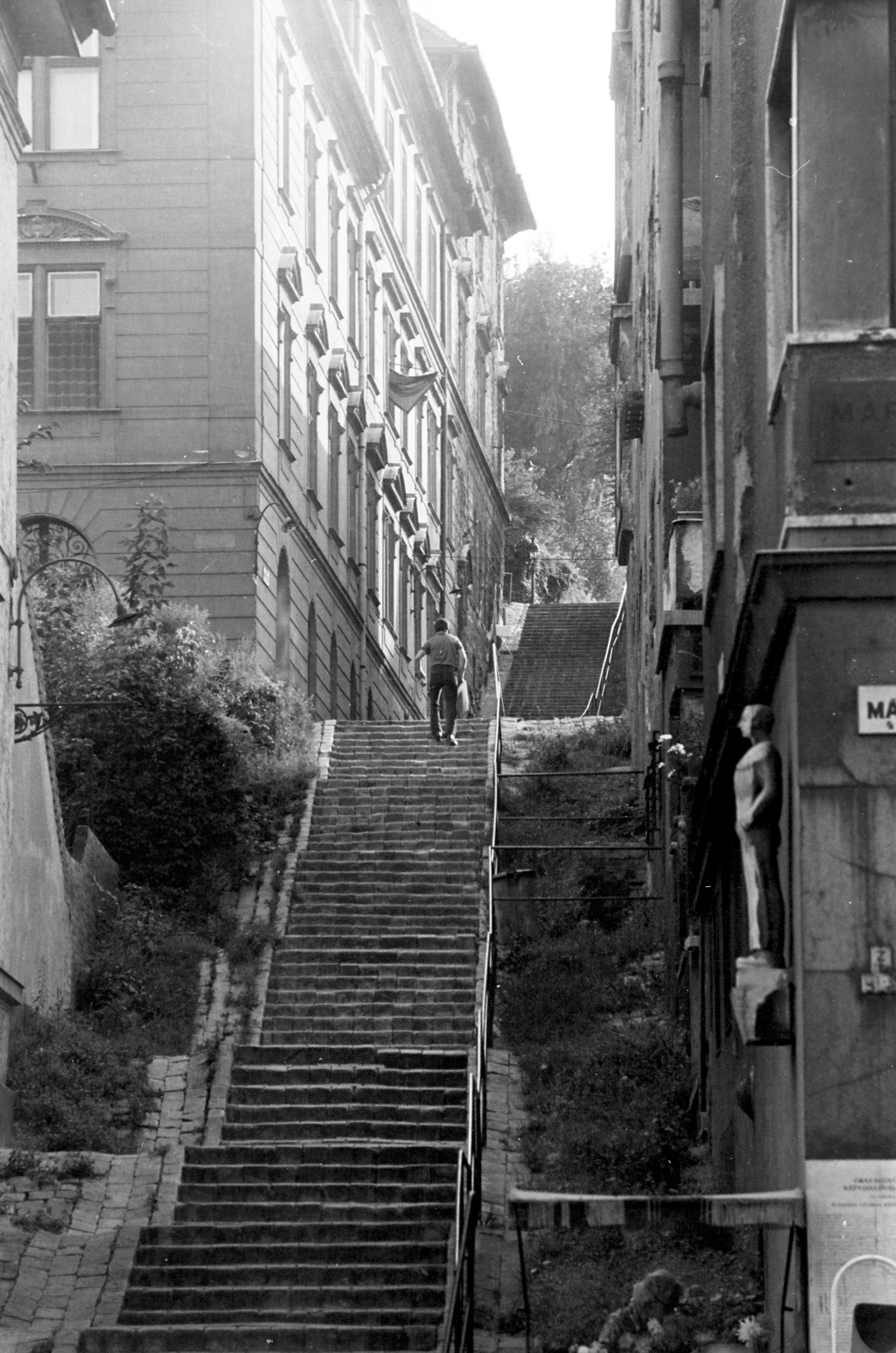 Hungary, Budapest I., Kagyló lépcső., 1972, Gyulai Gaál Krisztián, Budapest, sculpture, bottom view, flight of stairs, Fortepan #262510