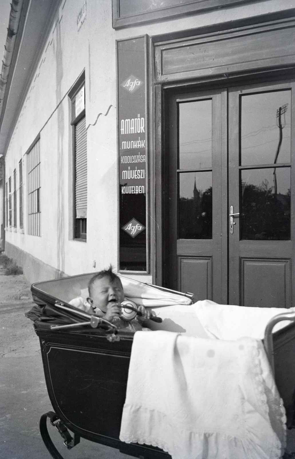 1932, Vincent Till Baumgartner, csecsemő, babakocsi, Agfa-márka, fotószaküzlet, Fortepan #262958