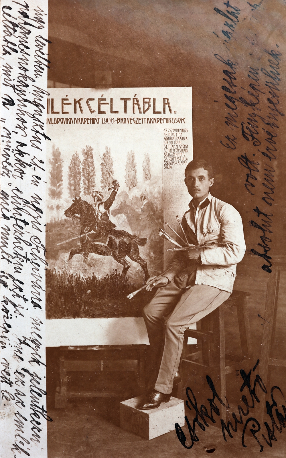 Magyarország, Id. Csicsery-Rónay István a Ludovika Akadémia végzett akadémistája, később vezérkari tiszt, országgyűlési képviselő., 1906, Zichy kúria, Zala, Best of, festő, festés, céltábla, címfestő, kihalt mesterség, Fortepan #263436