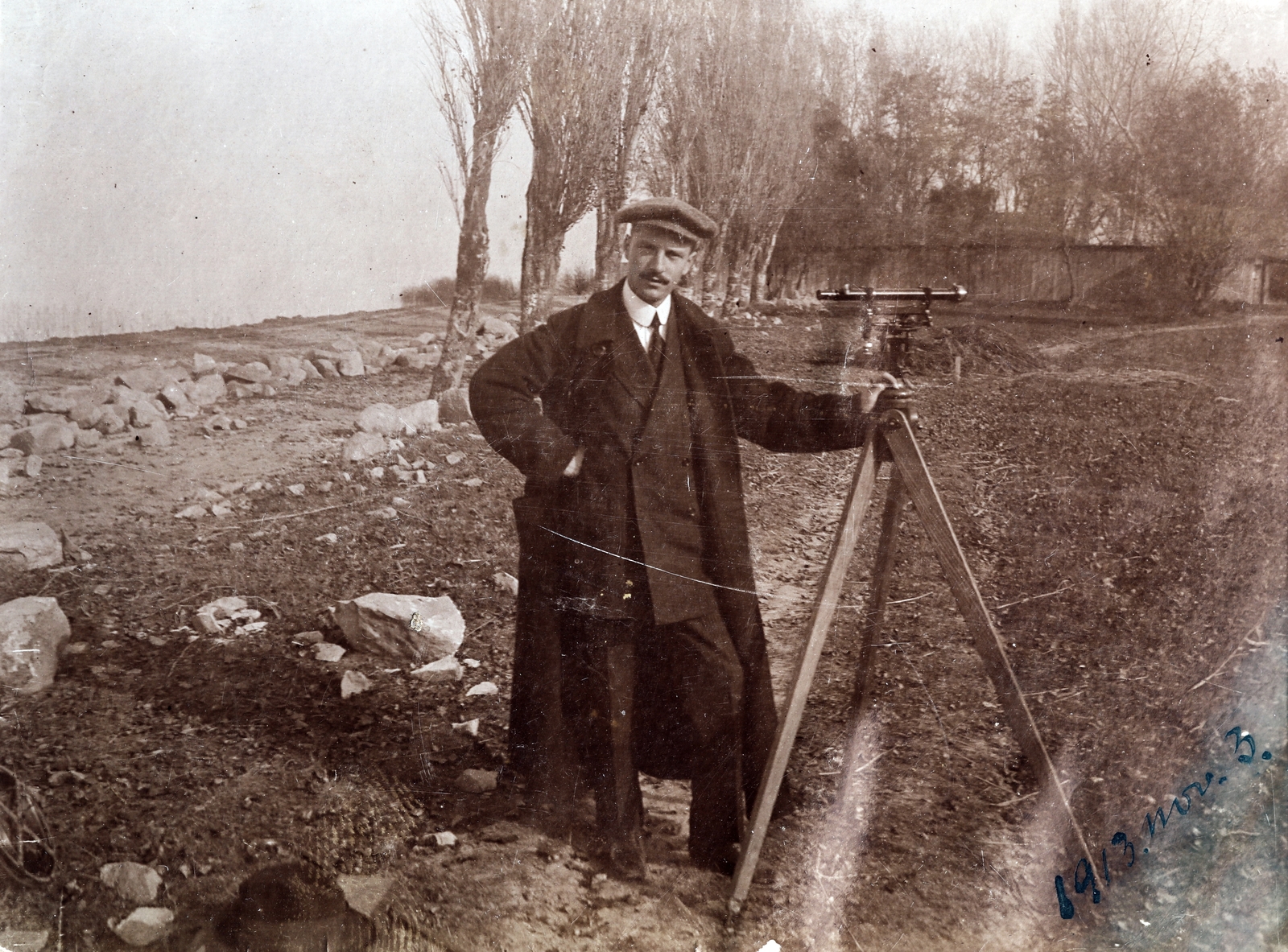 1913, Zichy kúria, Zala, telemeter, shore, theodolite, Fortepan #263590
