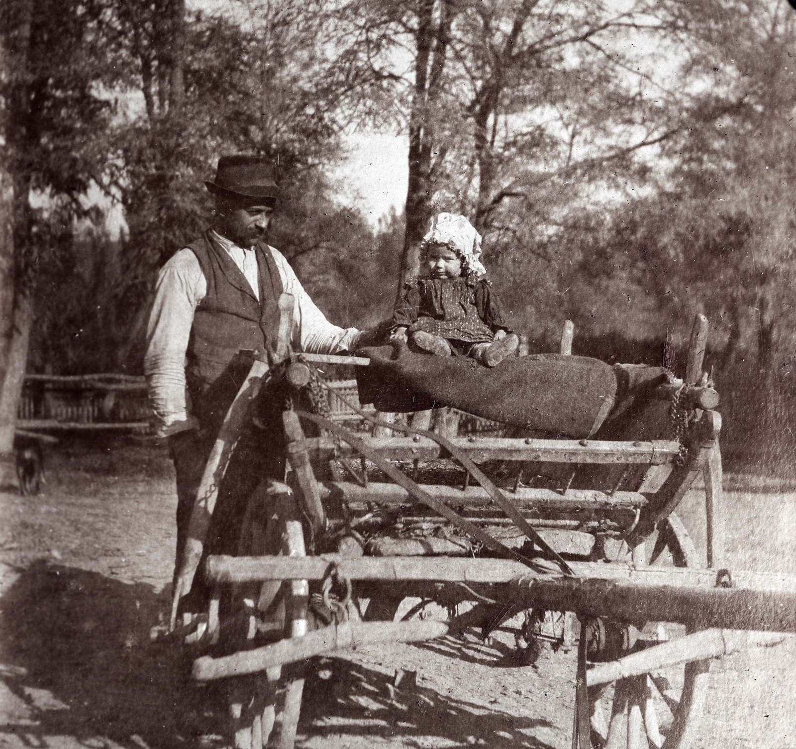 Hungary, 1911, Zichy kúria, Zala, chariot, kid, Blue dying, Fortepan #263602