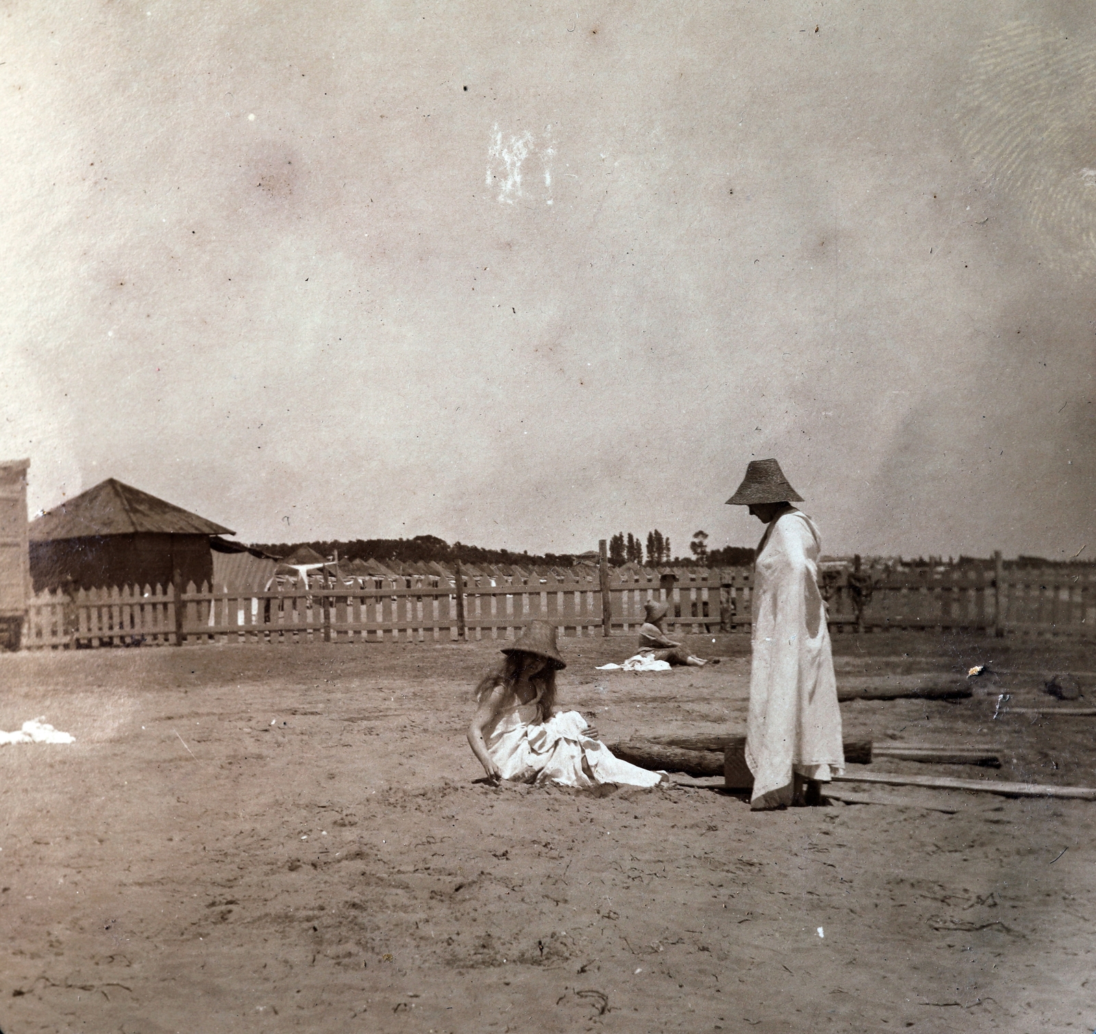 Olaszország, Velence, Lido., 1911, Zichy kúria, Zala, tengerpart, szalmakalap, Fortepan #263644