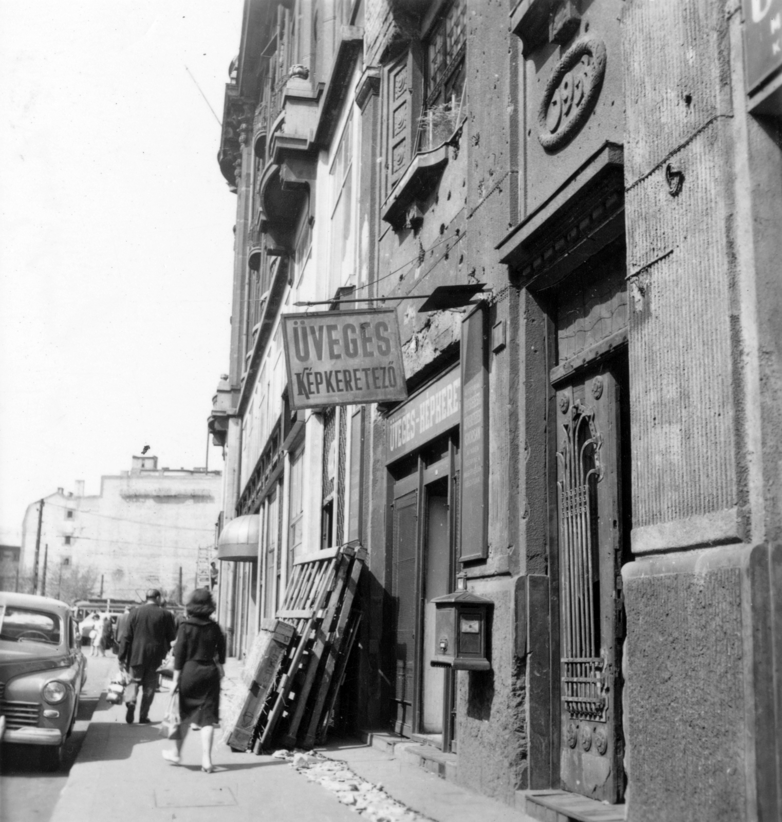 Hungary, Budapest IX., Ráday utca 2. és 4. a Kálvin tér felé nézve., 1967, Ferencvárosi Helytörténeti Gyűjtemény, sign-board, letter box, glass service, Budapest, Fortepan #26370