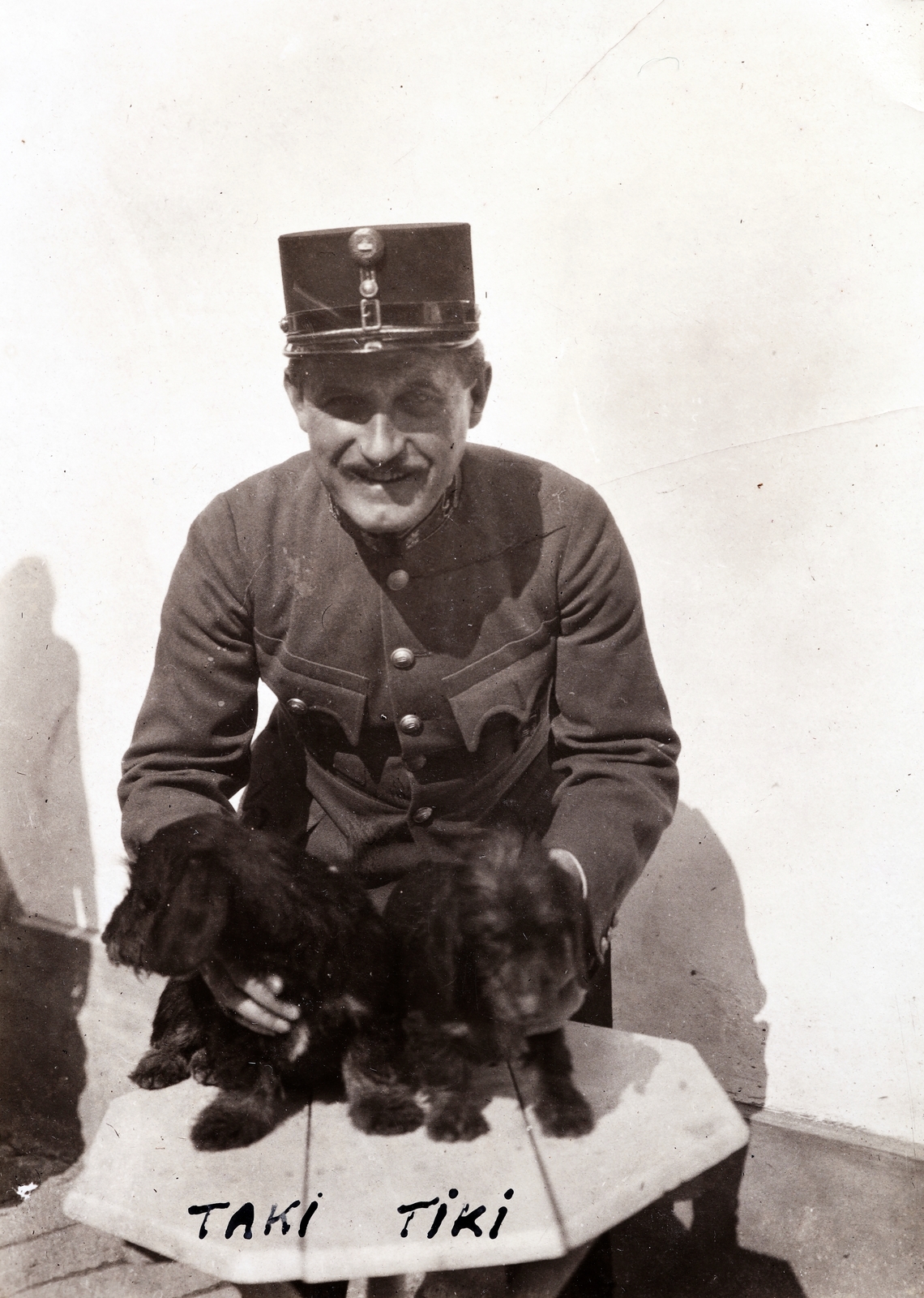1917, Zichy kúria, Zala, dog, puppy, portrait, uniform, smile, Fortepan #263714