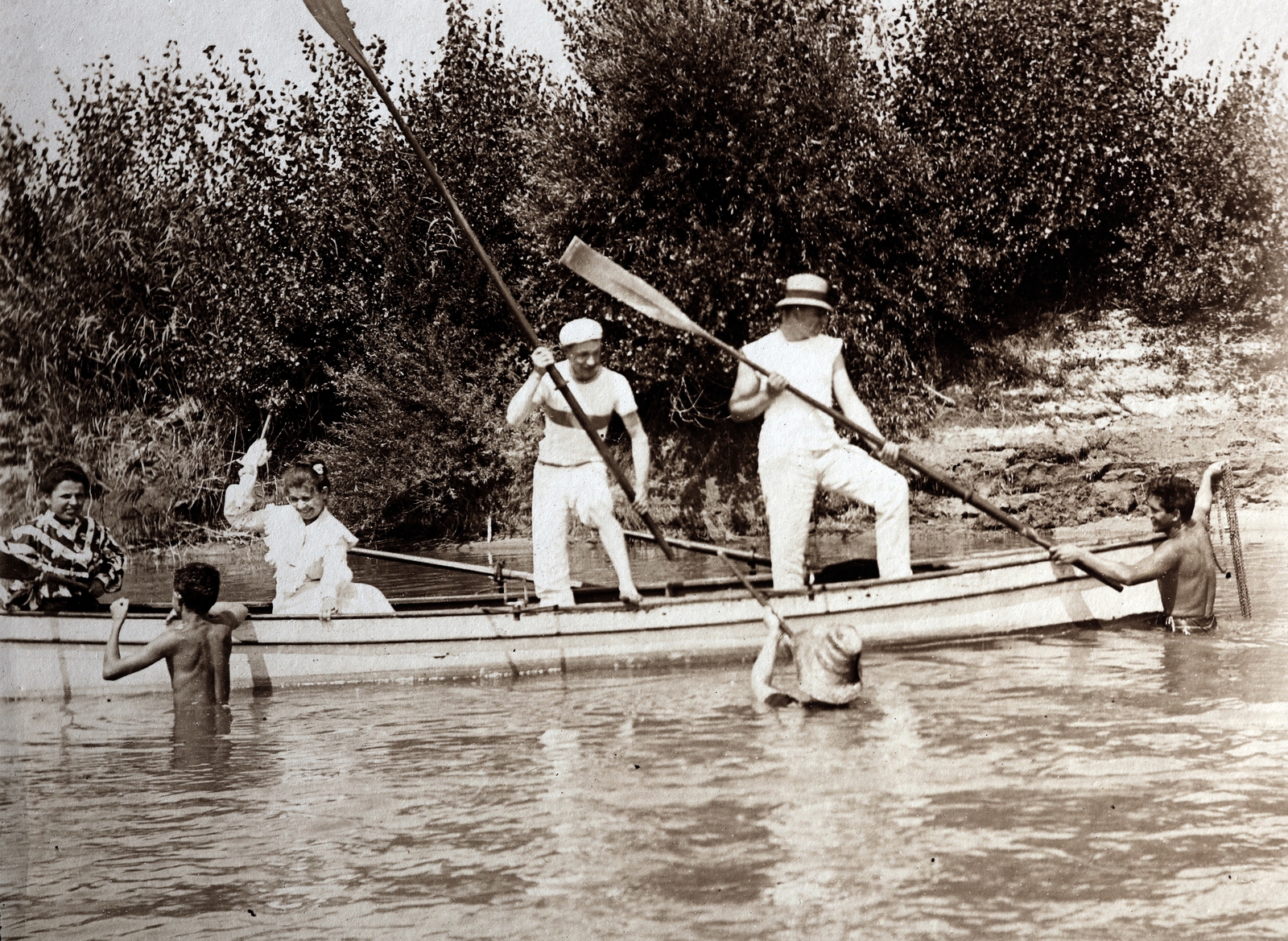 1909, Zichy kúria, Zala, paddling, boat, paddle, boating, Fortepan #263779