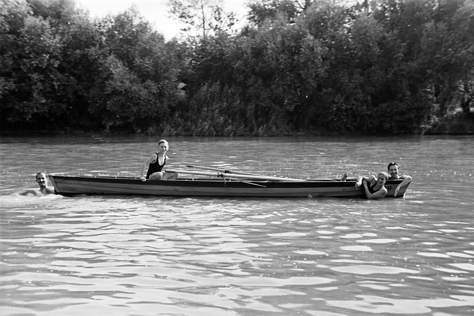 1937, Nagy István, boat, bathing, Fortepan #264124