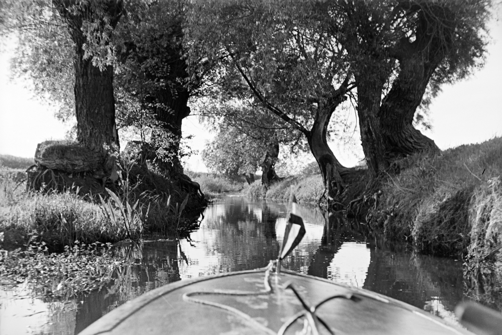 Hungary, Gönyű, Cuhai-Bakony-ér., 1937, Nagy István, Best of, boating, Fortepan #264524