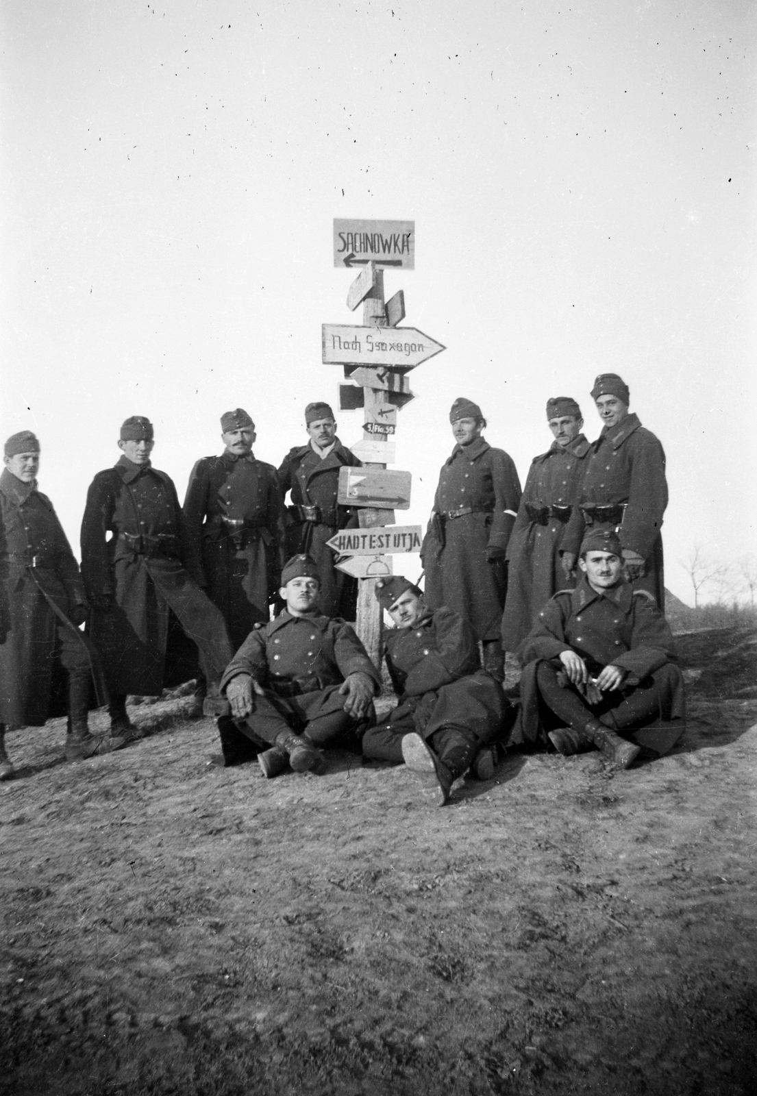 1942, Ladinek Viktor, tableau, road signs, eastern front, Fortepan #264653