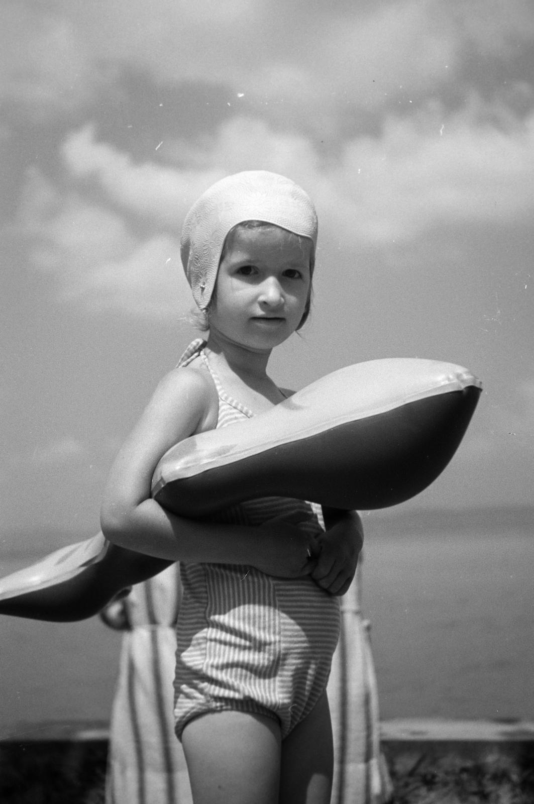 Magyarország,Balaton, 1959, Horváth József, úszósapka, úszógumi, Fortepan #264822