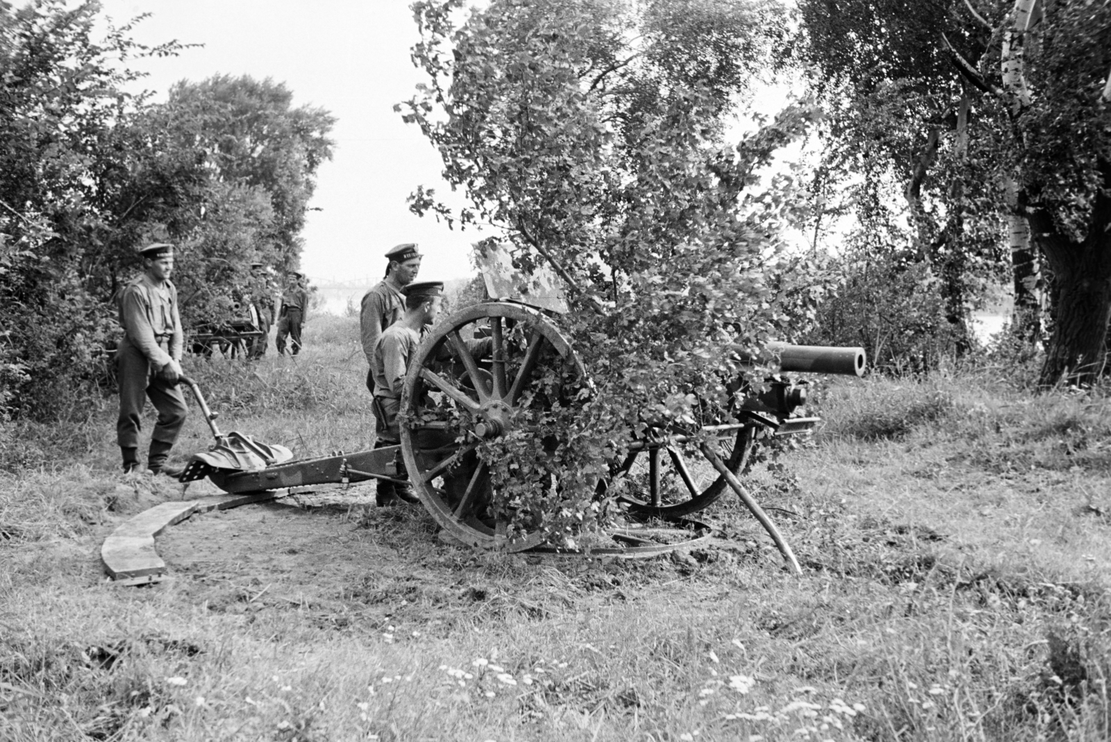 1940, Horváth József, river guard, ordnance, cannon, camouflage, Fortepan #265107
