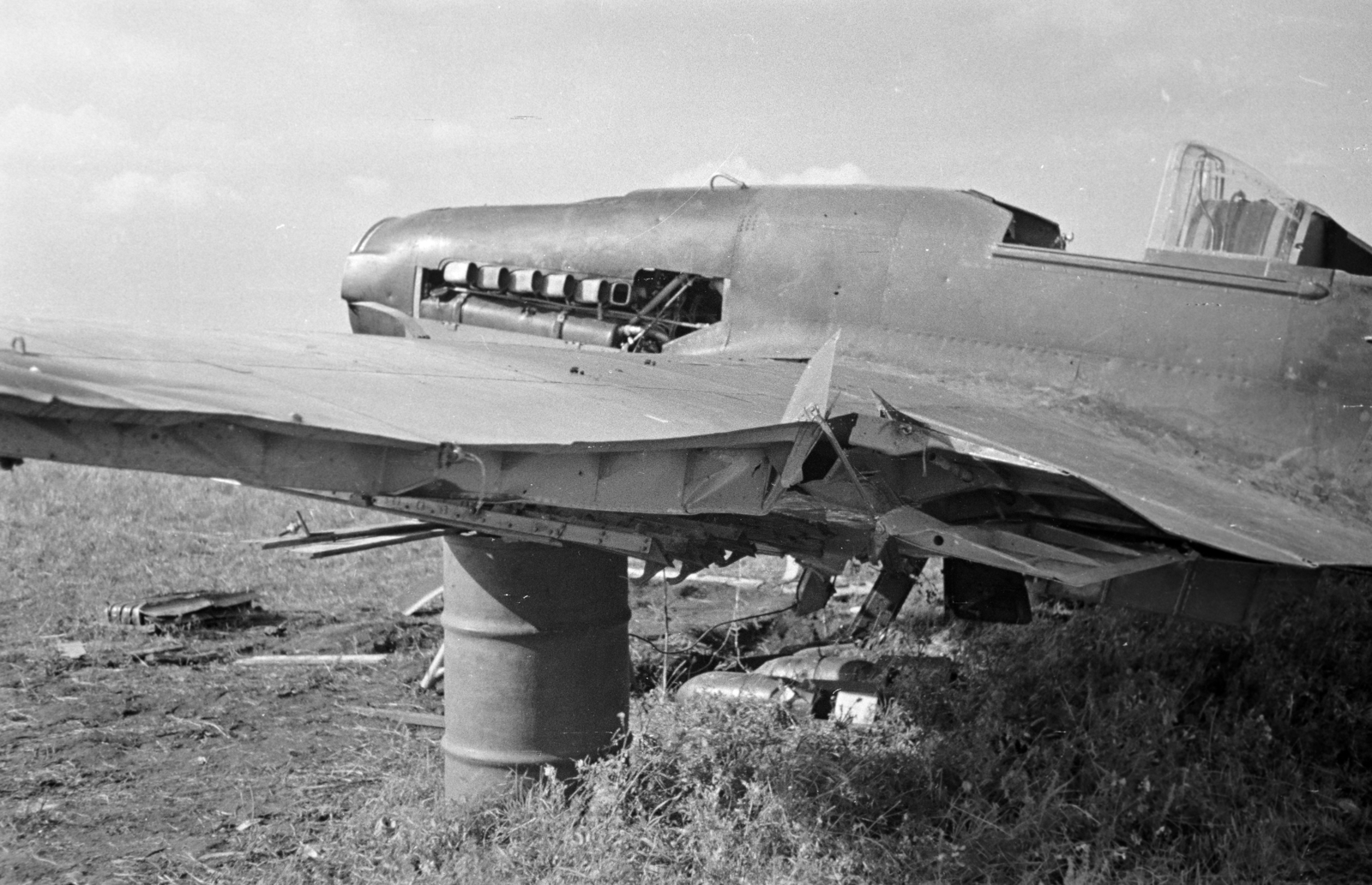 Ukrajna, 1941, Horváth József, Iljusin IL-2 Sturmovik, járműroncs, repülőgép, keleti front, Fortepan #265213