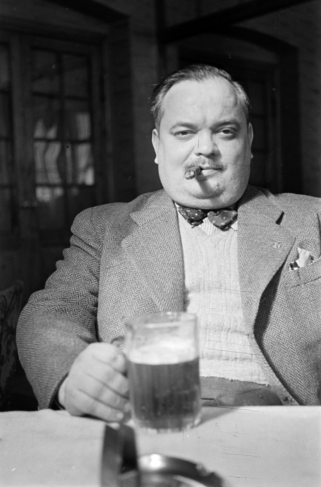 1941, Horváth József, Best of, smoking, bow tie, cigar, Fortepan #265241