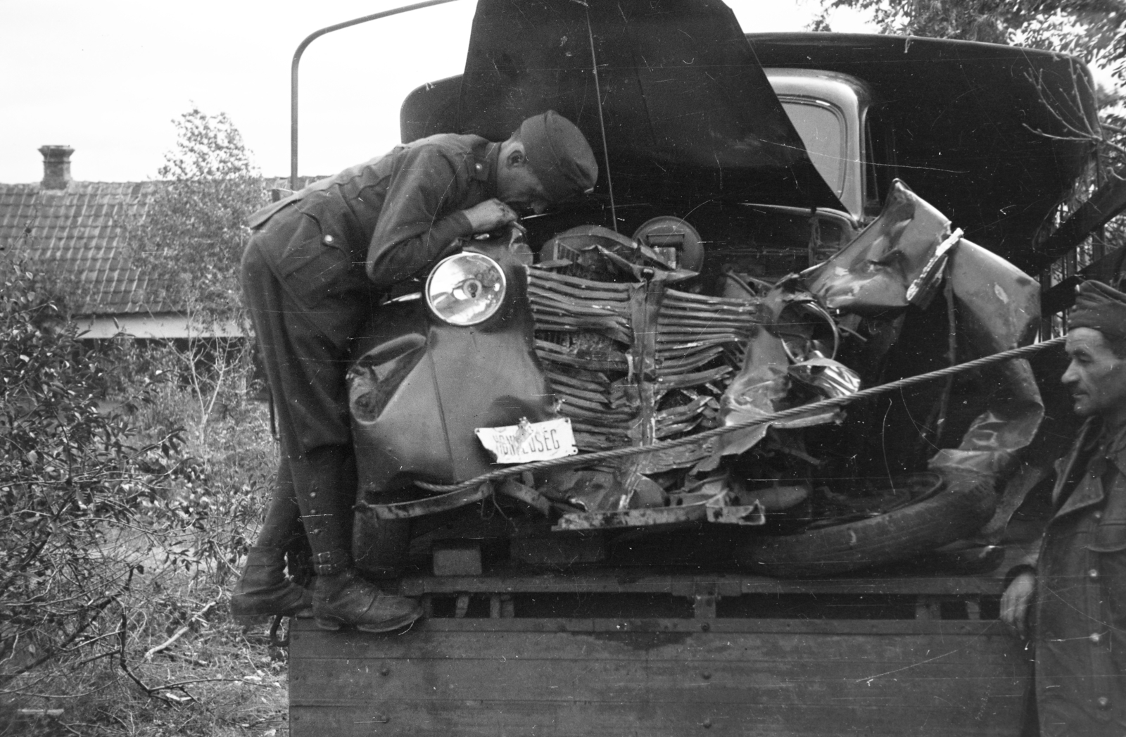 1942, Horváth József, wreck, Opel-brand, eastern front, Fortepan #265294