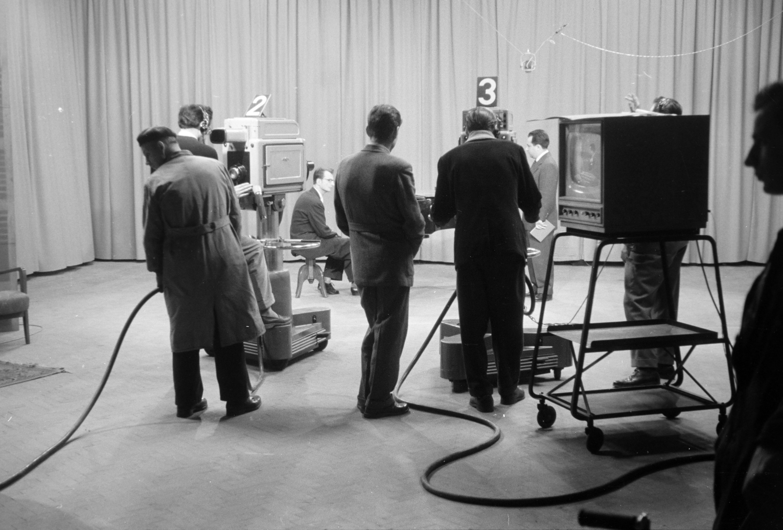 1961, Horváth József, broadcasting, studio, television, Fortepan #265695