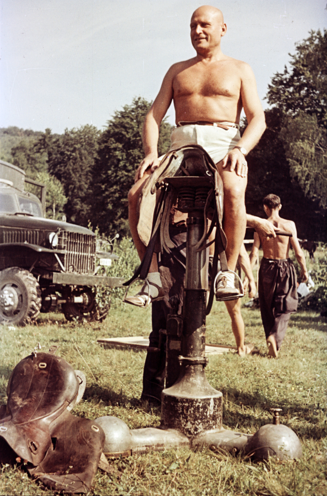 Hungary, untitled, a felvétel a Rákóczi hadnagya című film forgatásakor készült., 1953, Horváth József, colorful, filming, saddle, Fortepan #265767
