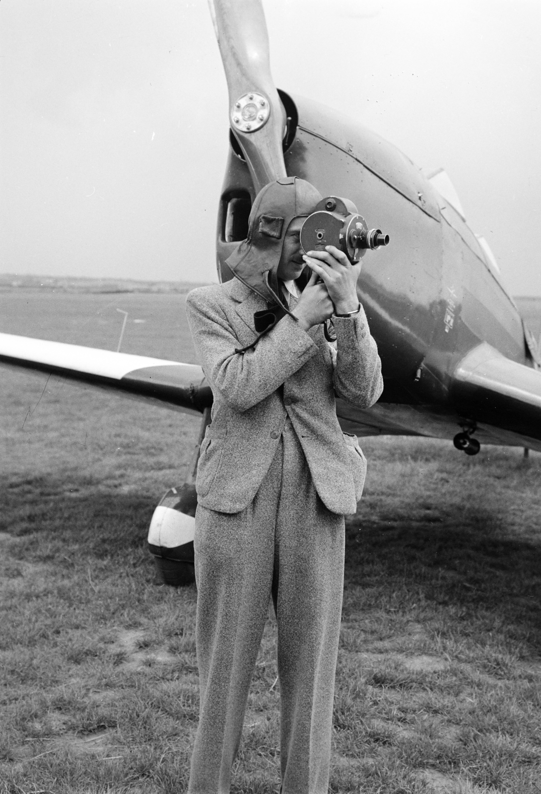 1937, Horváth József, propeller, airplane, movie camera, Fortepan #265893
